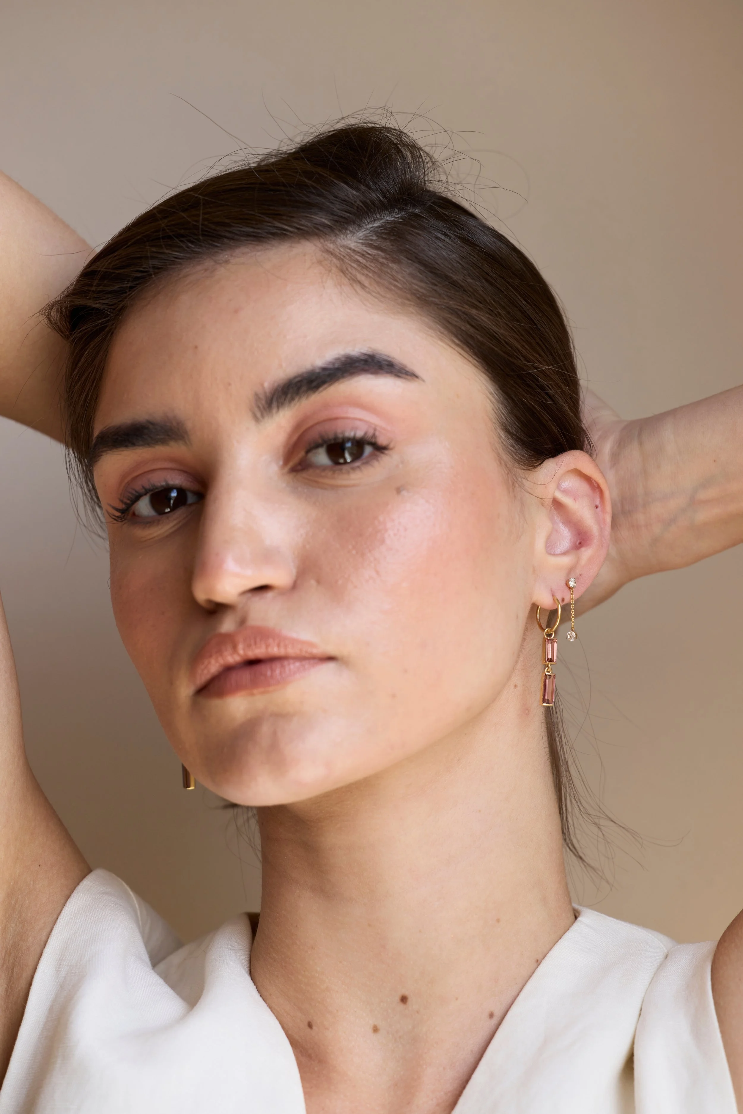 14K Solid gold threader with diamonds featuring hand-cut diamonds on fine gold chains by Zikr Fine Jewelry.