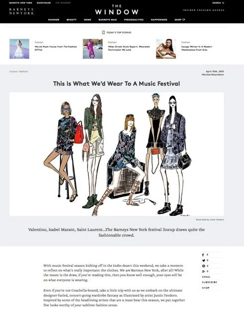 Screenshot of Barneys product pages seamlessly paired with editorial storytelling