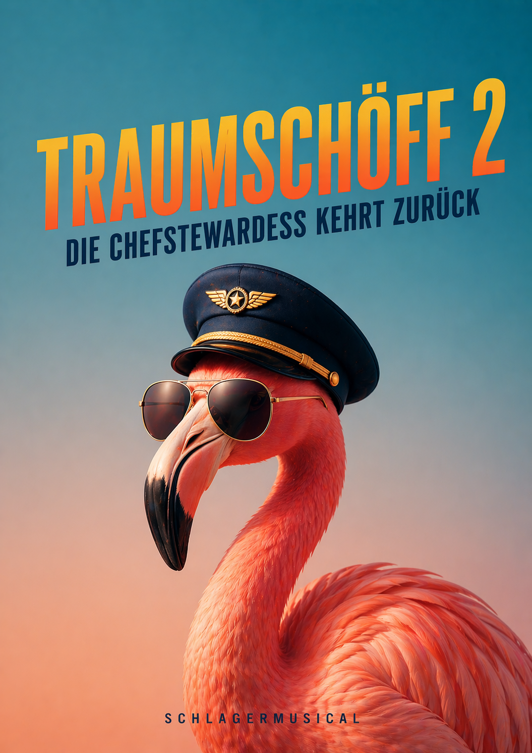 Flamingo vor buntem Hintergrund