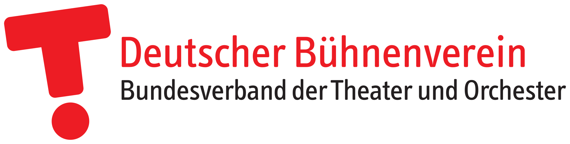 Logo des Deutschen Bühnenvereins, Bundesverband der Theater und Orchester, in Rot und Schwarz.