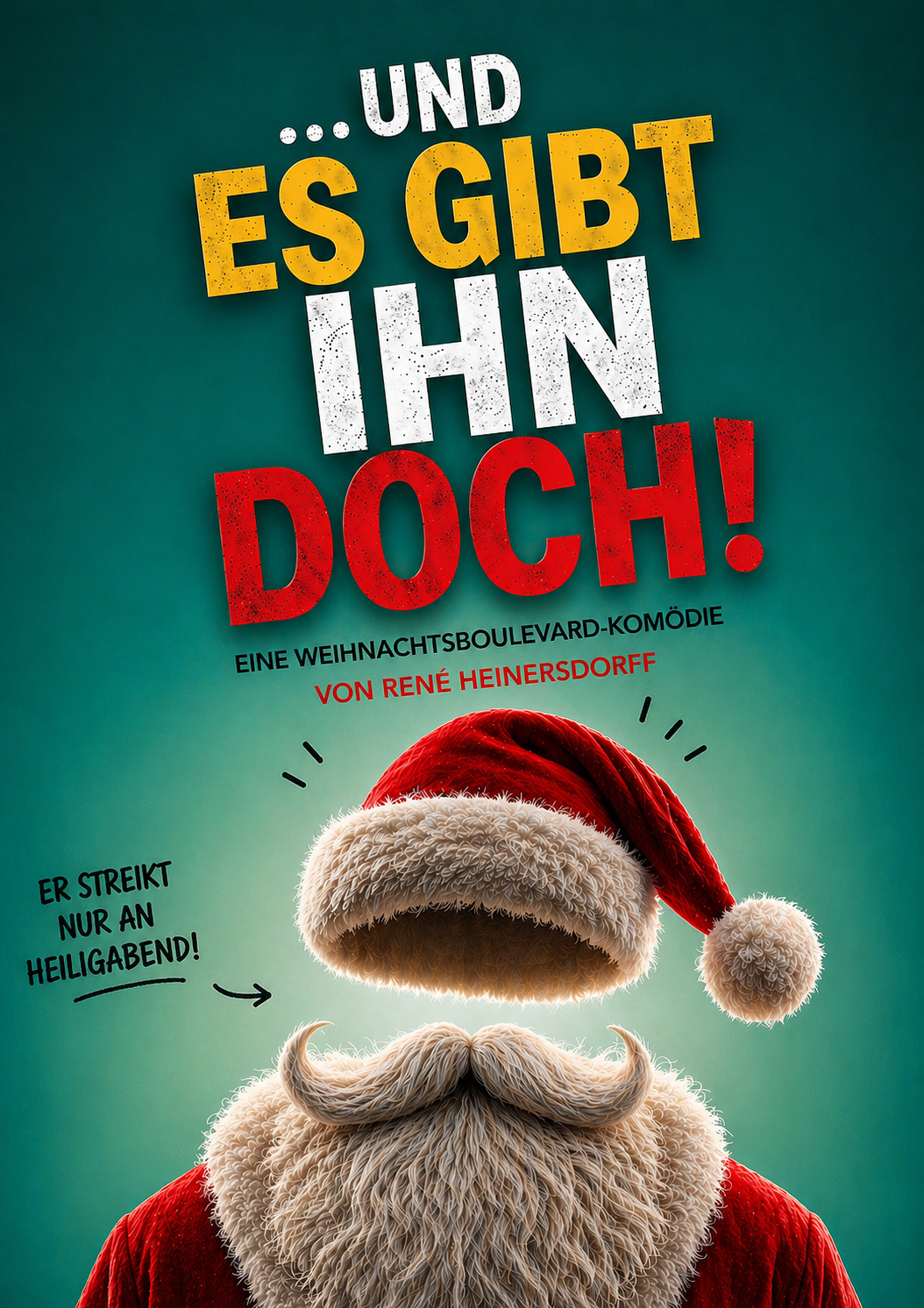 Weihnachtsmannkostüm vor grünem Hintergrund