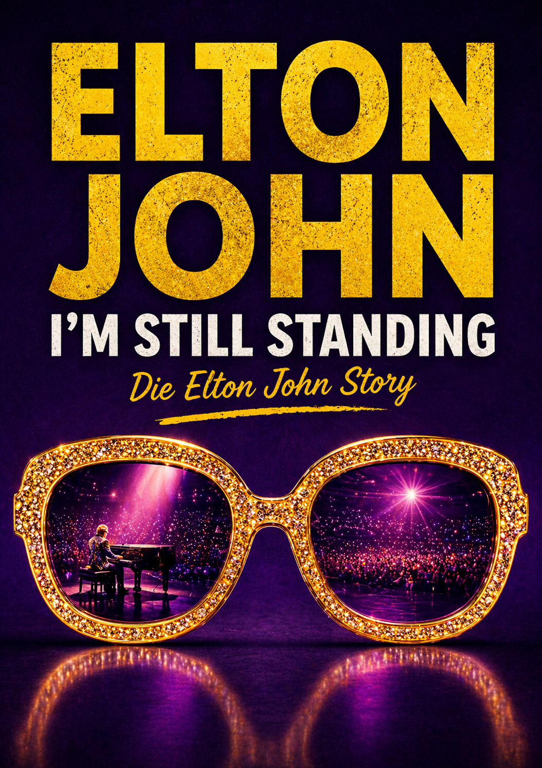 eine bunte Brille vor schwarzem Hintergrund, Elton John
