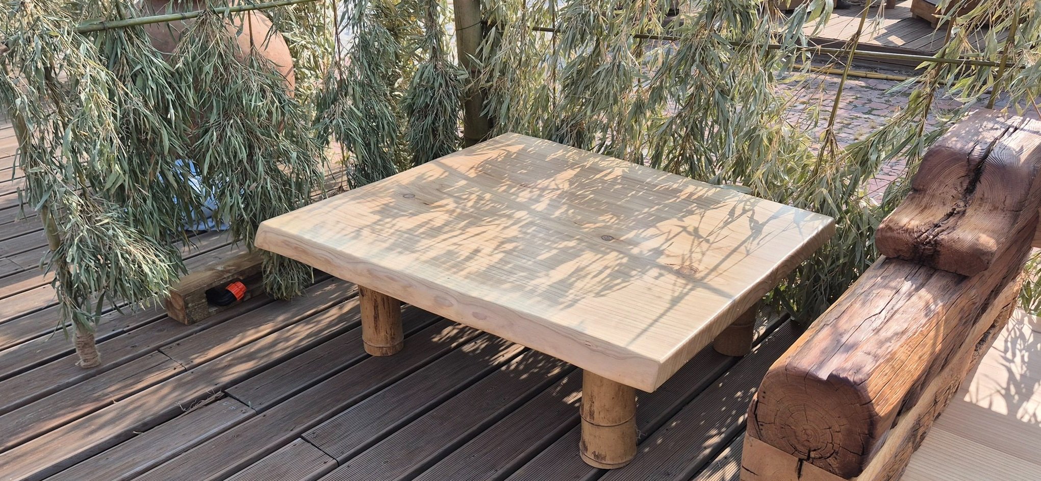 Table with bamboo legs
