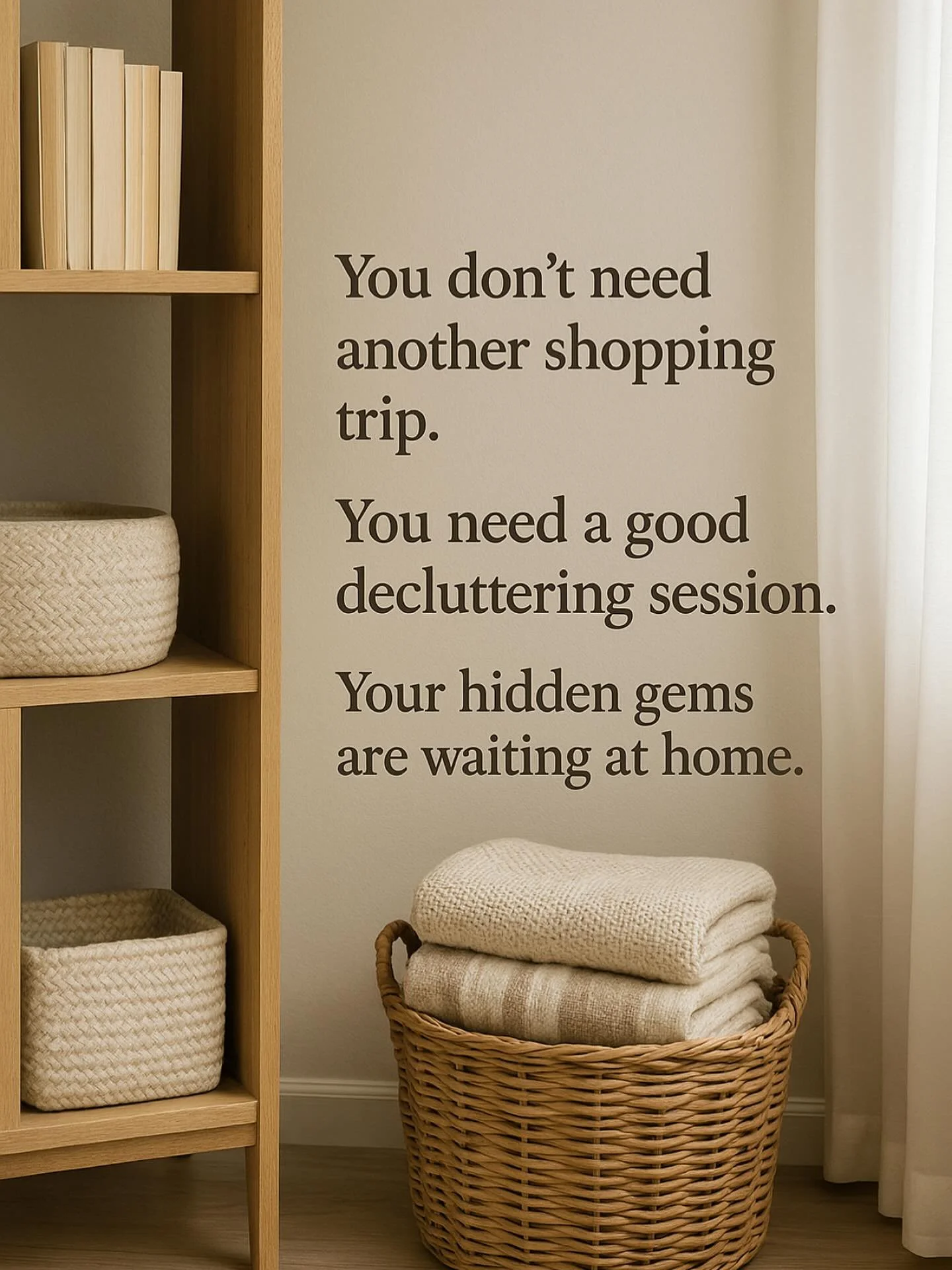 Before you fill another cart, take a look around &mdash; your home already holds so much beauty (and probably a few forgotten treasures ✨).
Start with one drawer, one shelf, one closet.
You&rsquo;ll be amazed by what you find.

Let&rsquo;s make your 