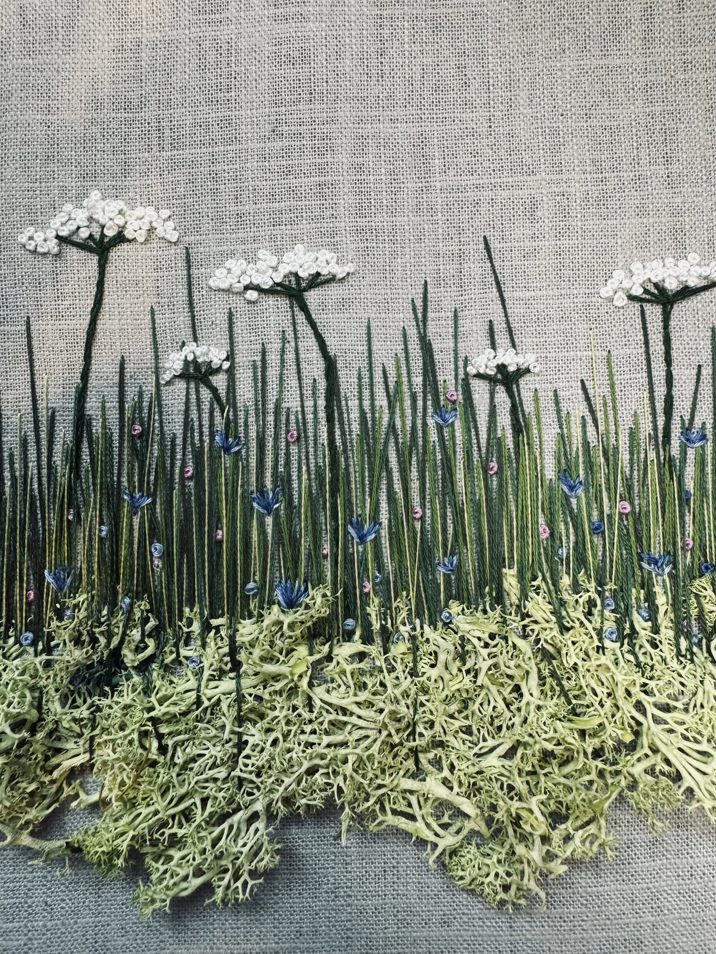 Summer Meadow embroidery workshop in Birmingham — beginner friendly hand embroidery class.