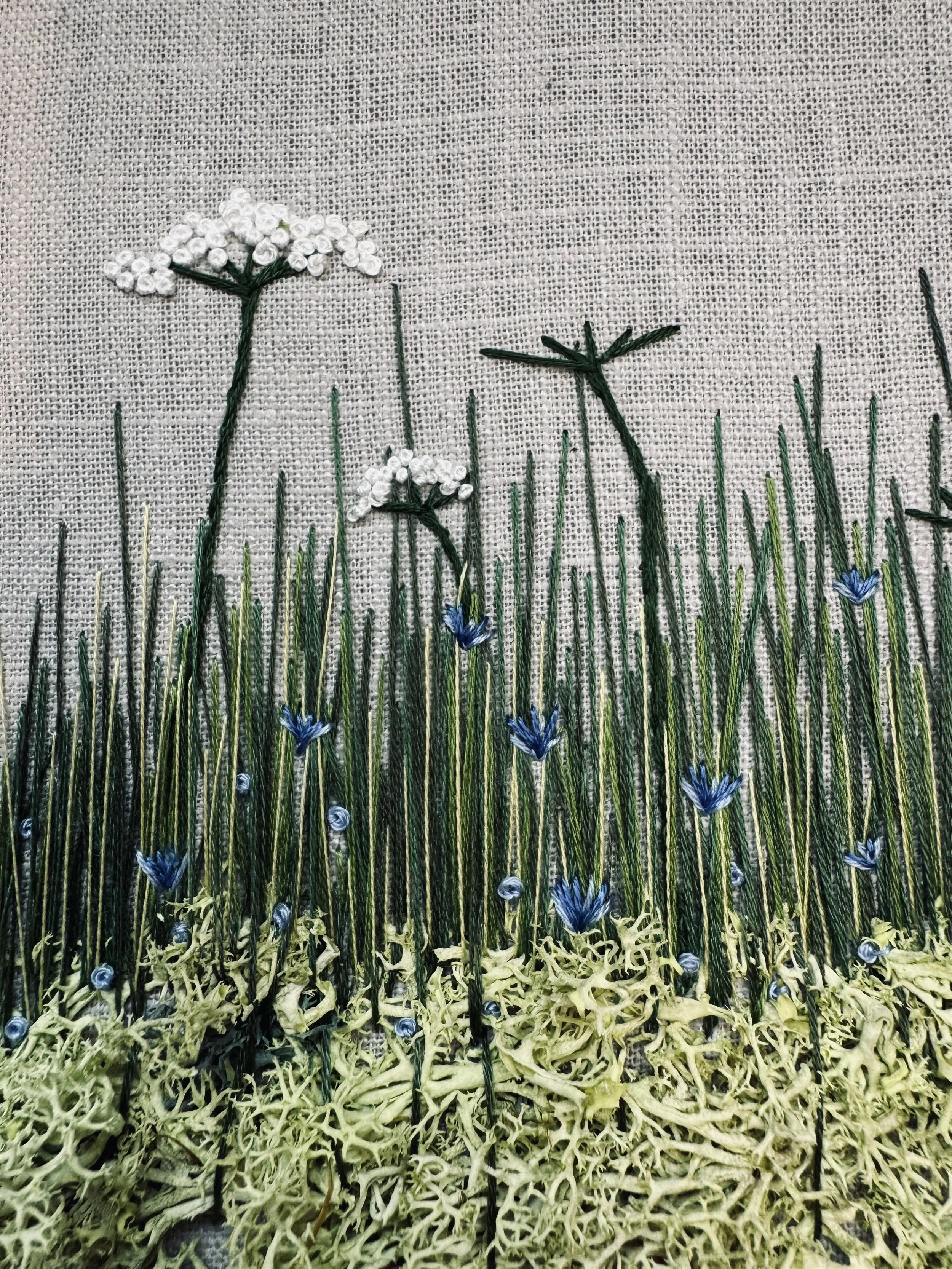Summer Meadow embroidery workshop in Birmingham — beginner friendly hand embroidery class.