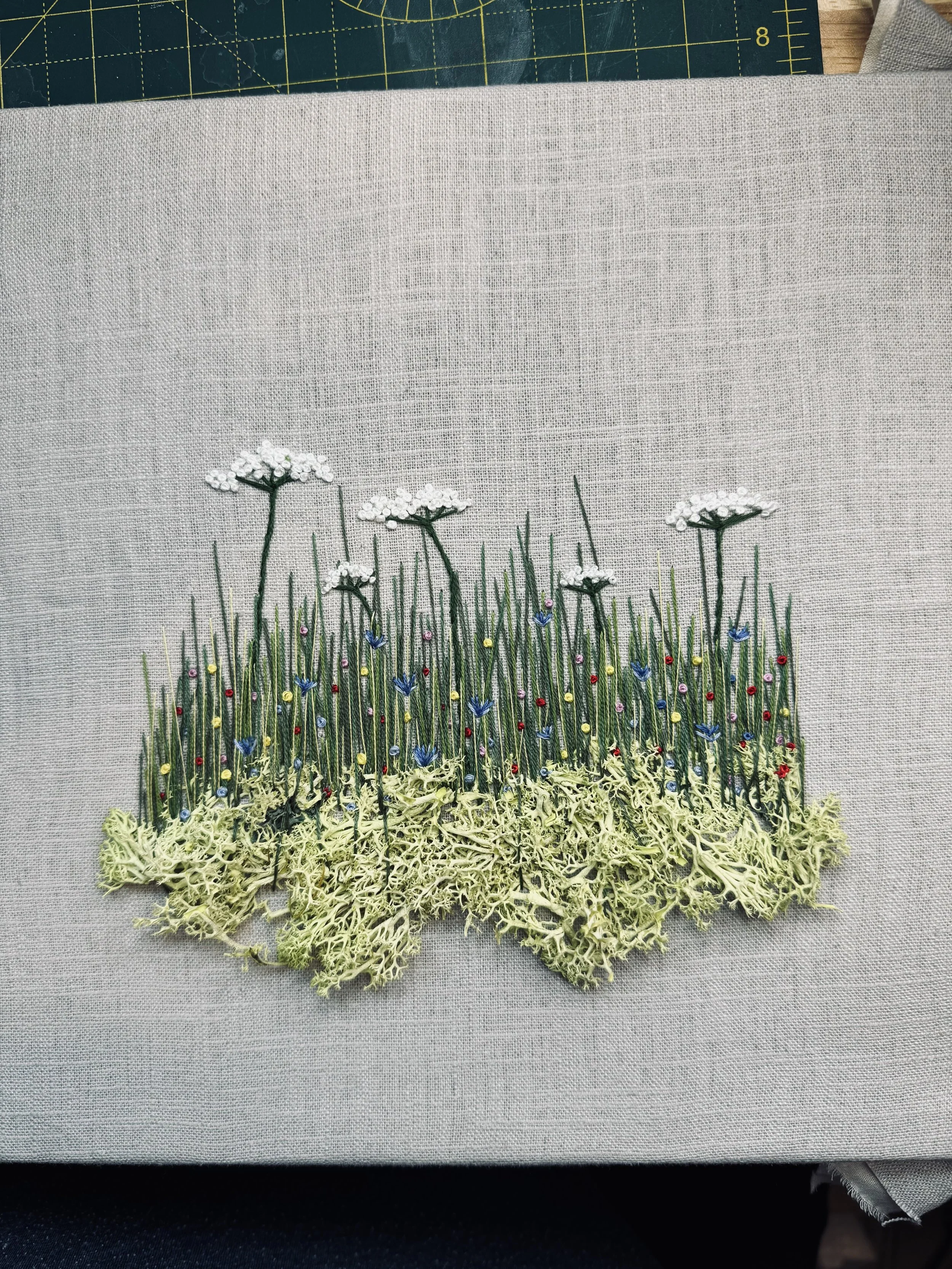 Summer Meadow embroidery workshop in Birmingham — beginner friendly hand embroidery class.