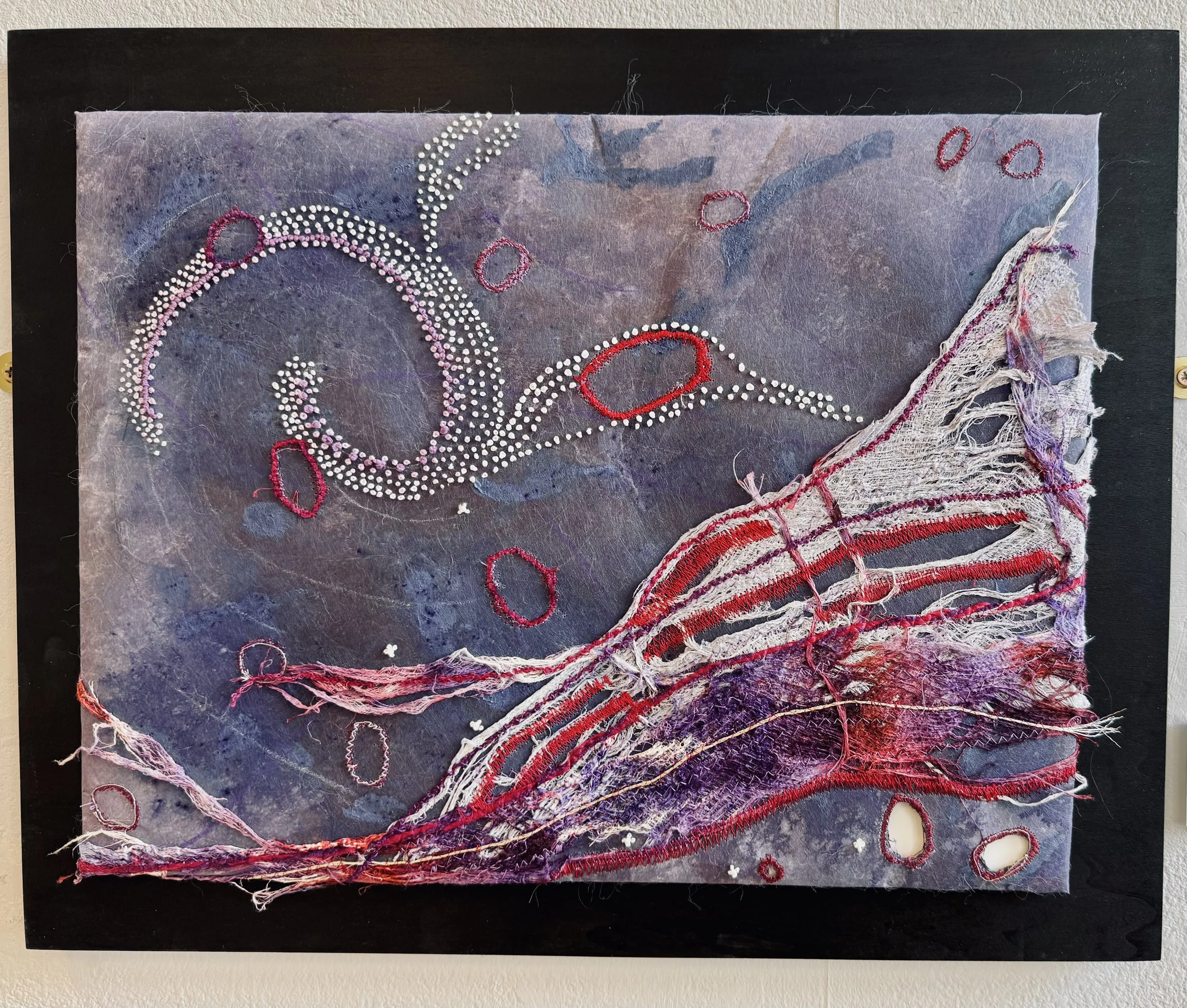 Starlight Caught in Cloth - hand / machine stitch with mulberry silk  and wool