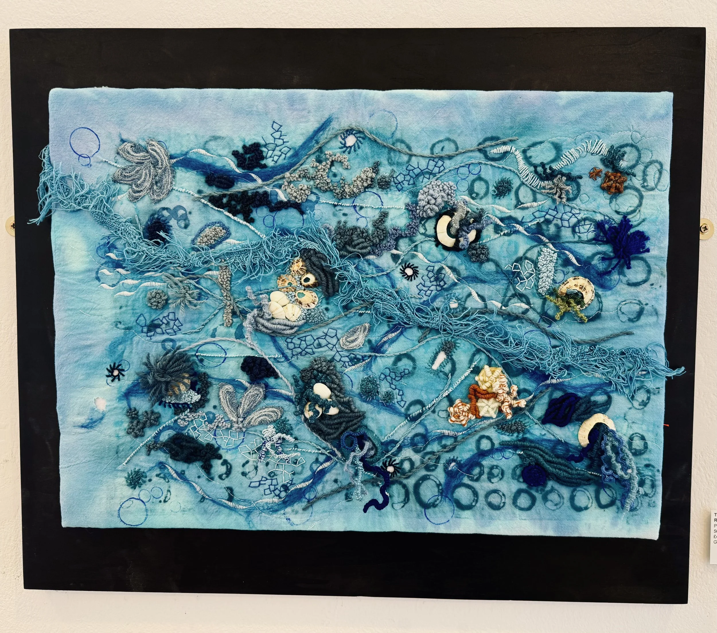 Rockpool - breakdown printed, hand stitched with wool, silk and cotton