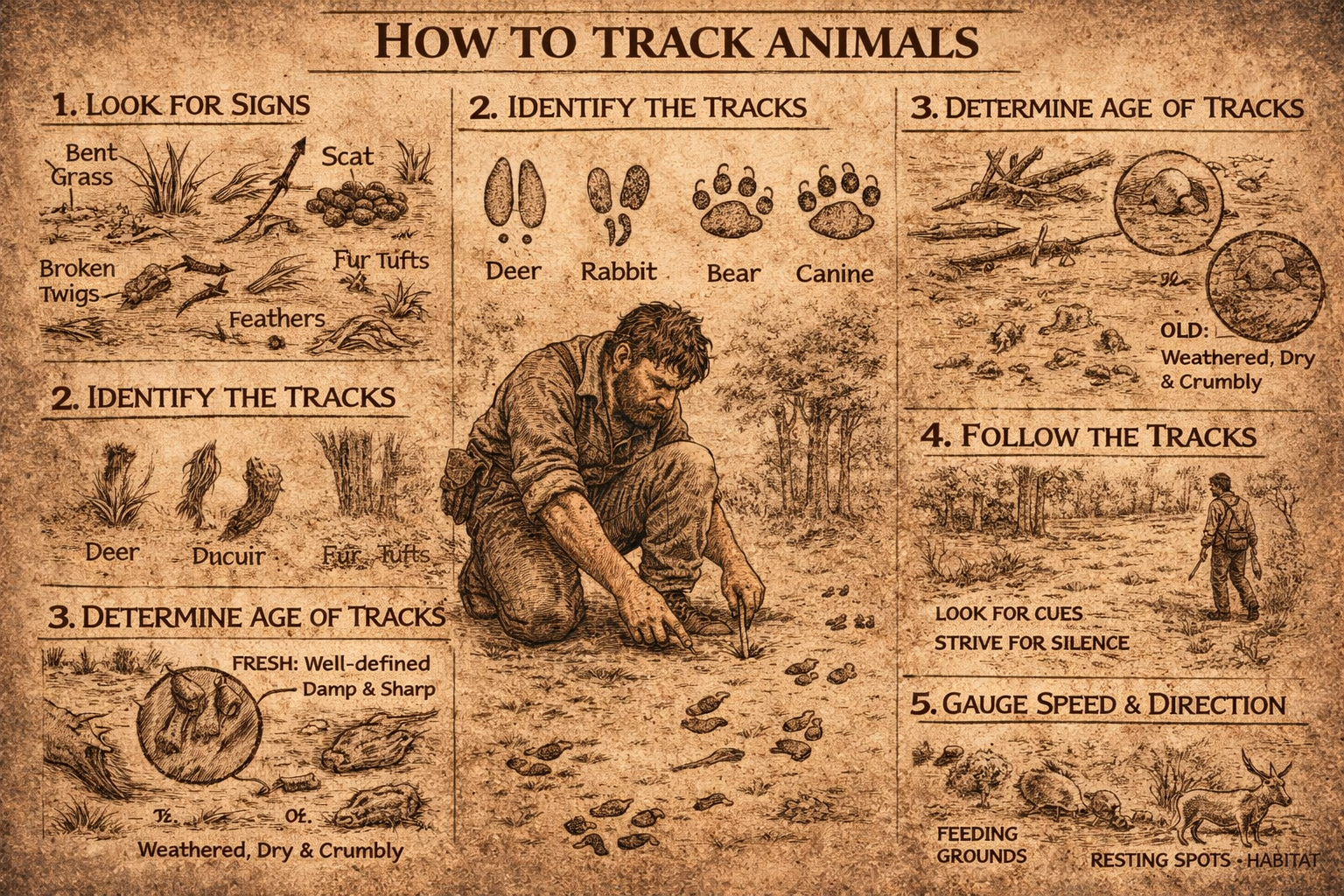 tracking animals using footprints and sign