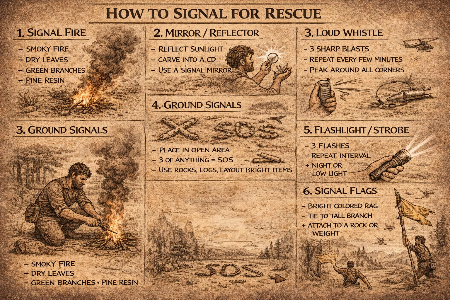 survival signaling methods to attract rescuers