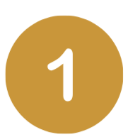 Gold circle with a white number 1 in the center