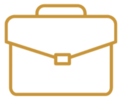 Outline of a briefcase in gold color.