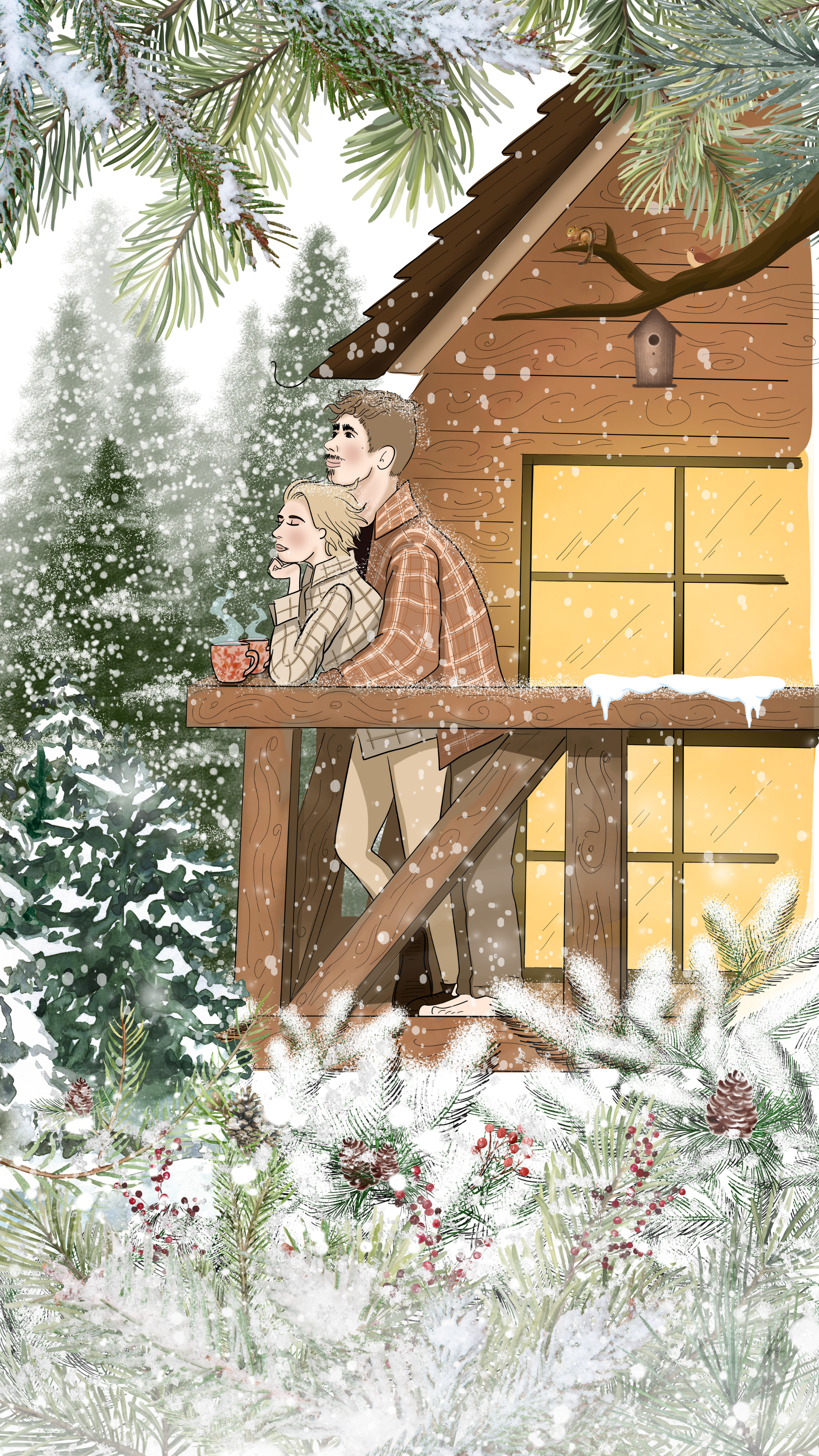 un moment magique avec mon chéri, dans un cabane dans les arbres pour Noël