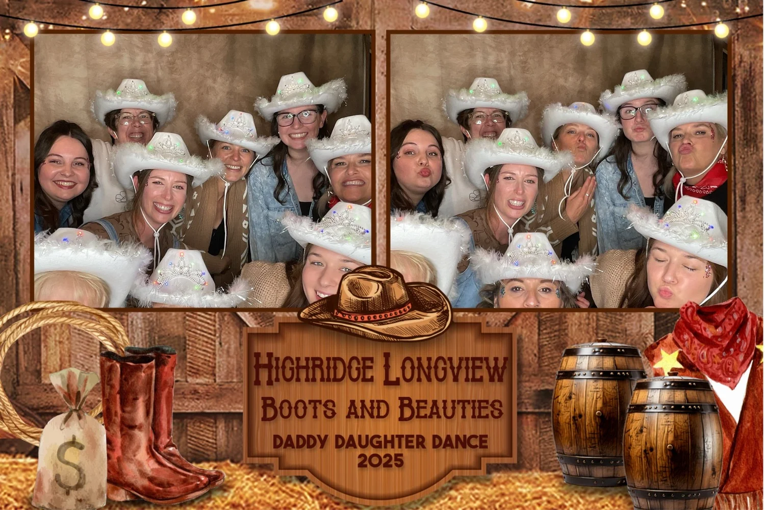 Guests at a Longview dance enjoying a CheesyPix photo booth