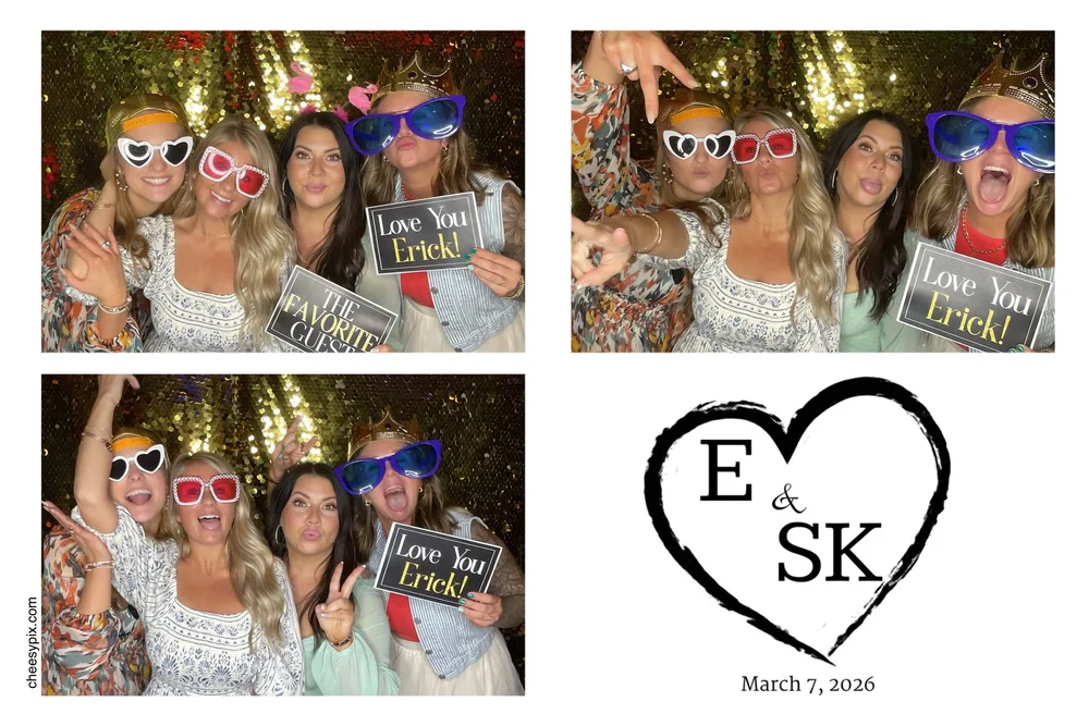 Photo booth guests posing together