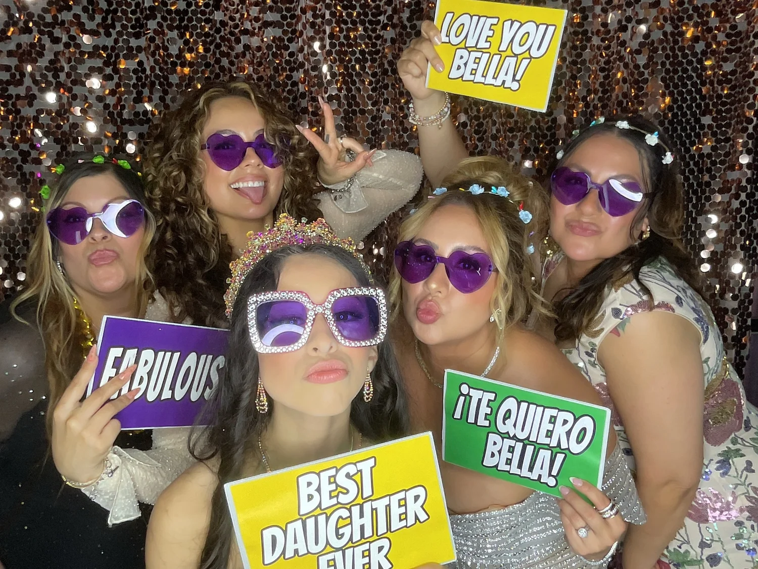 Young guests celebrating together at a CheesyPix quinceañera