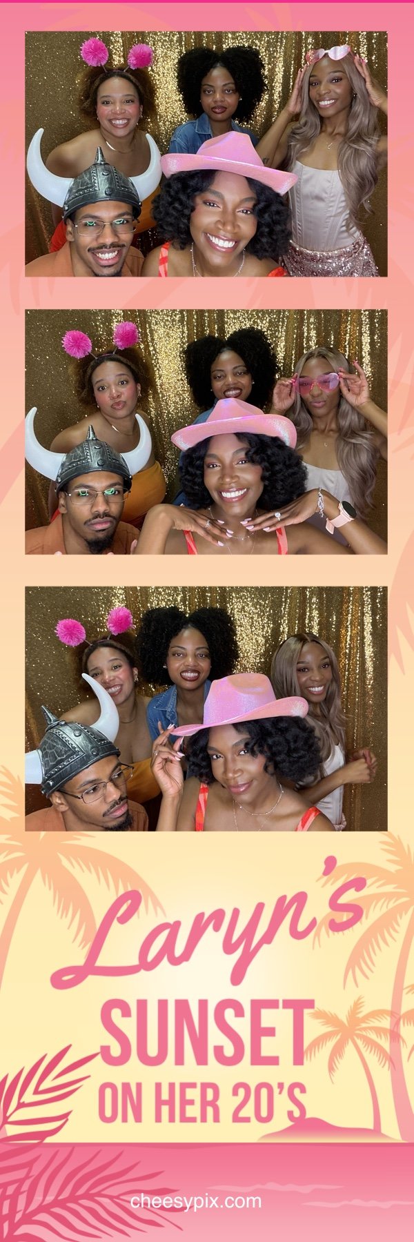Guests celebrating together at a CheesyPix photo booth