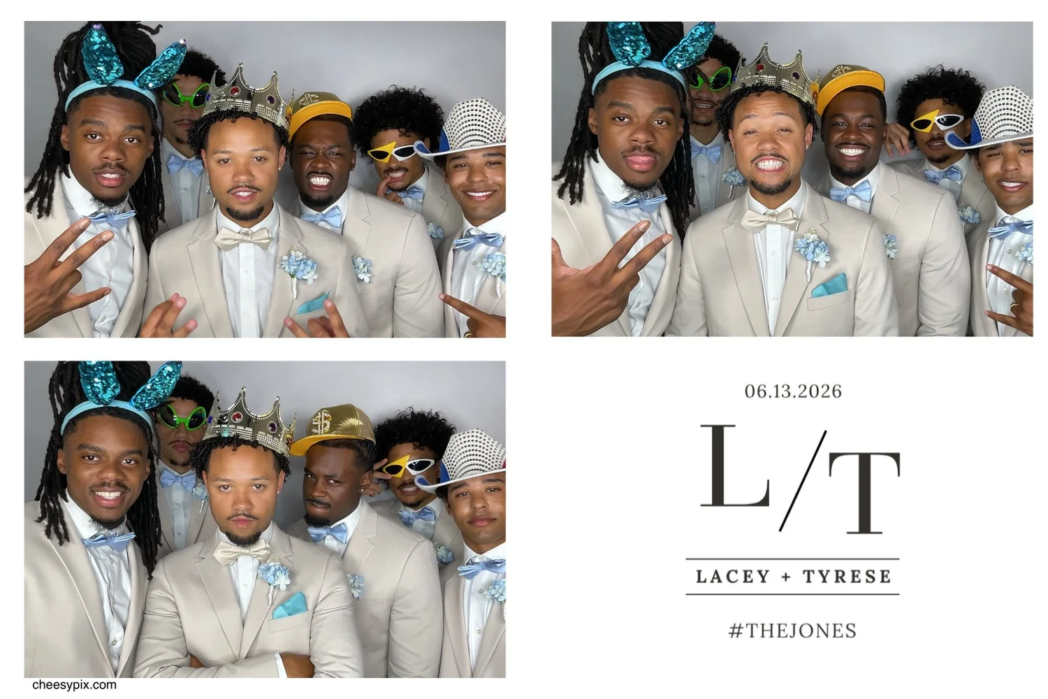 Friends posing together at a CheesyPix photo booth