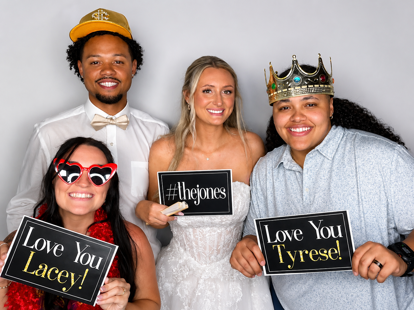 Guests having fun with a CheesyPix wedding photo booth
