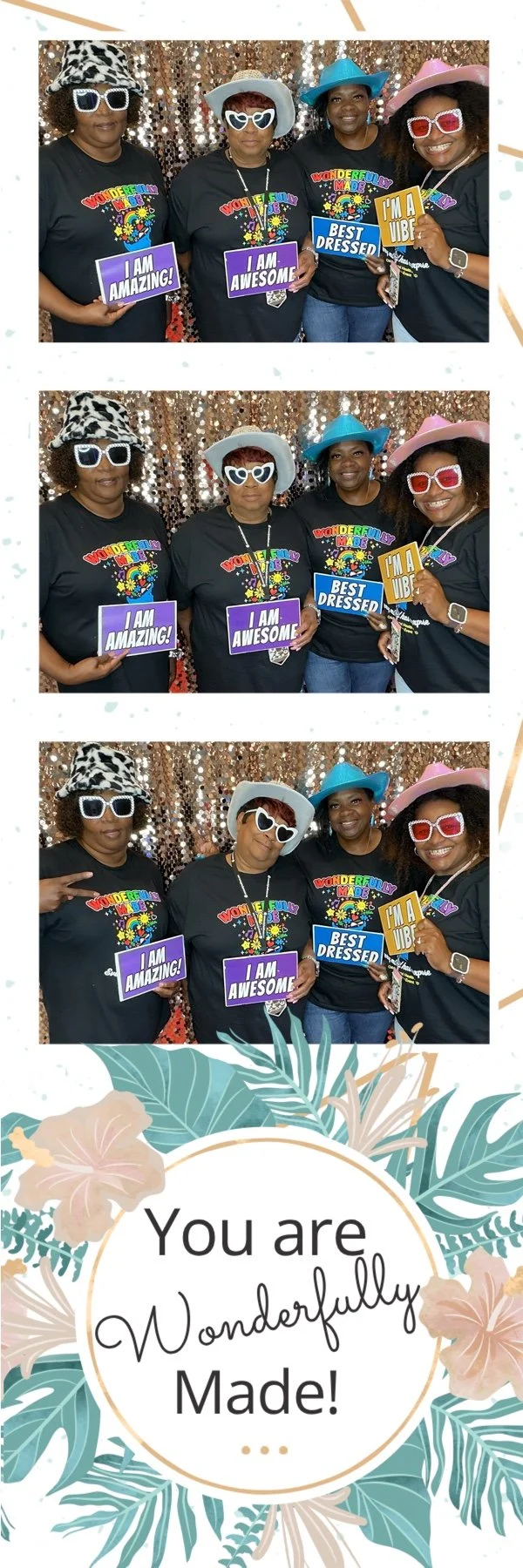 Guests creating a funny booth photo