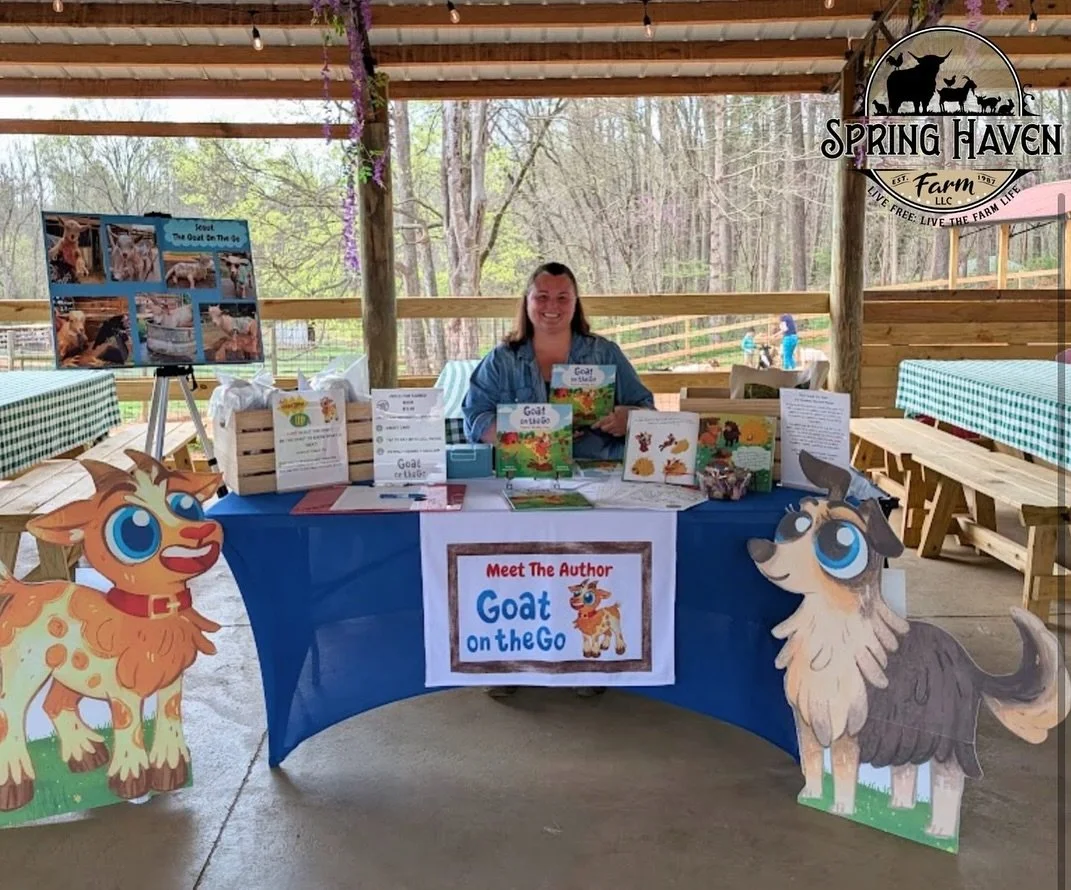 Come rain or shine we are ready for a day of story time, playful goats and lots of fun @spring_haven_farm !

#storytimetimewithgoats
#springhavenfarm #kidlit
#childrensbooks #indieauthorsofinstagram #goatonthego #scoutthegoat