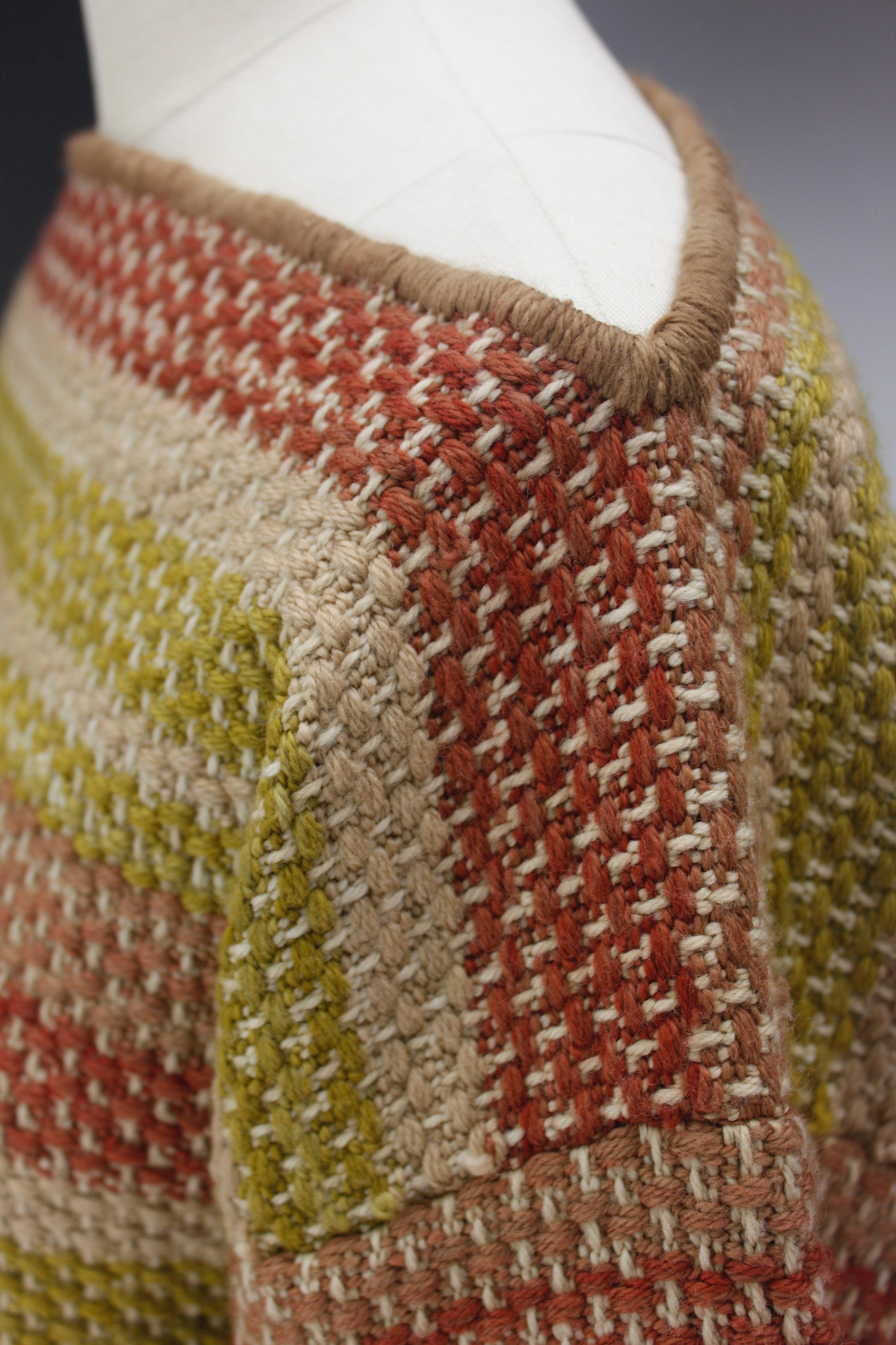 Acorn Sweater, 100% Merino wool, naturally dyed. Custom weave and leno. 2022.