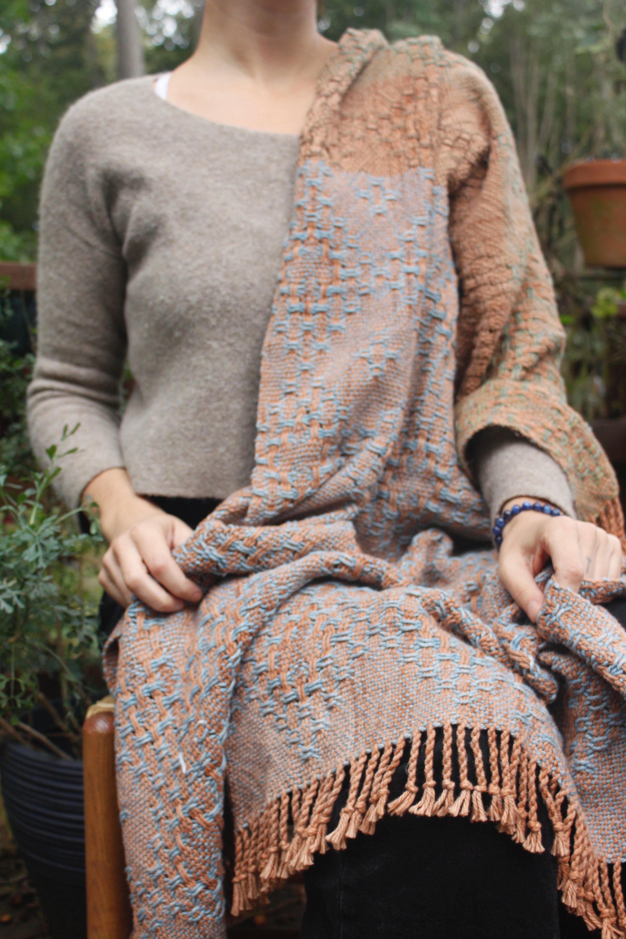 Weasley Blanket, 100% organic cotton, naturally dyed. 36x60 in. 2024.