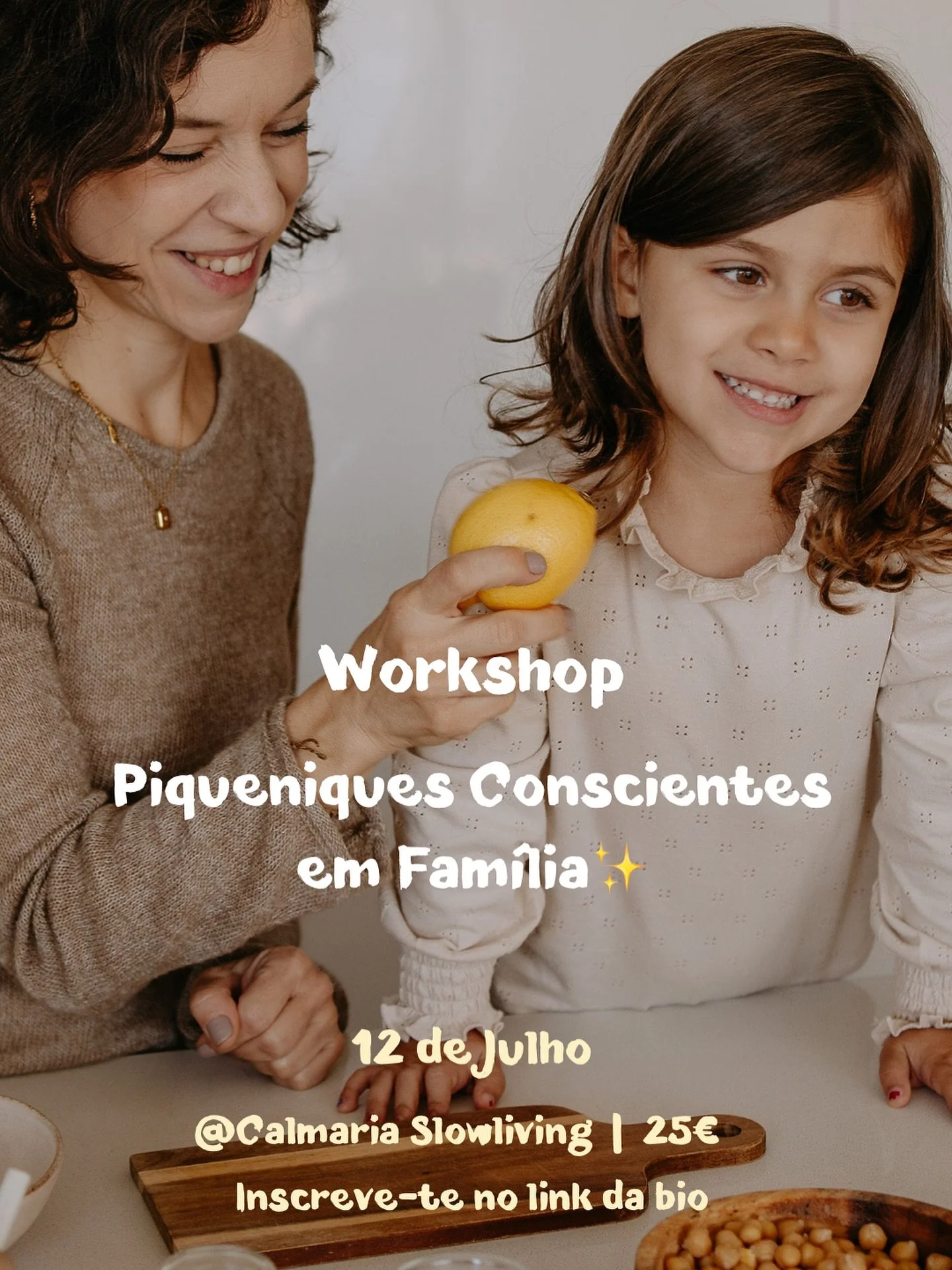 Um encontro para famílias com fome de afeto, partilhas e snacks conscientes. No dia 12 de julho, das 10h30 às 12h, vamos parar para respirar, cozinhar e estar no espaço maravilhoso que é a @calmaria.slowliving 🌿.
Este wo