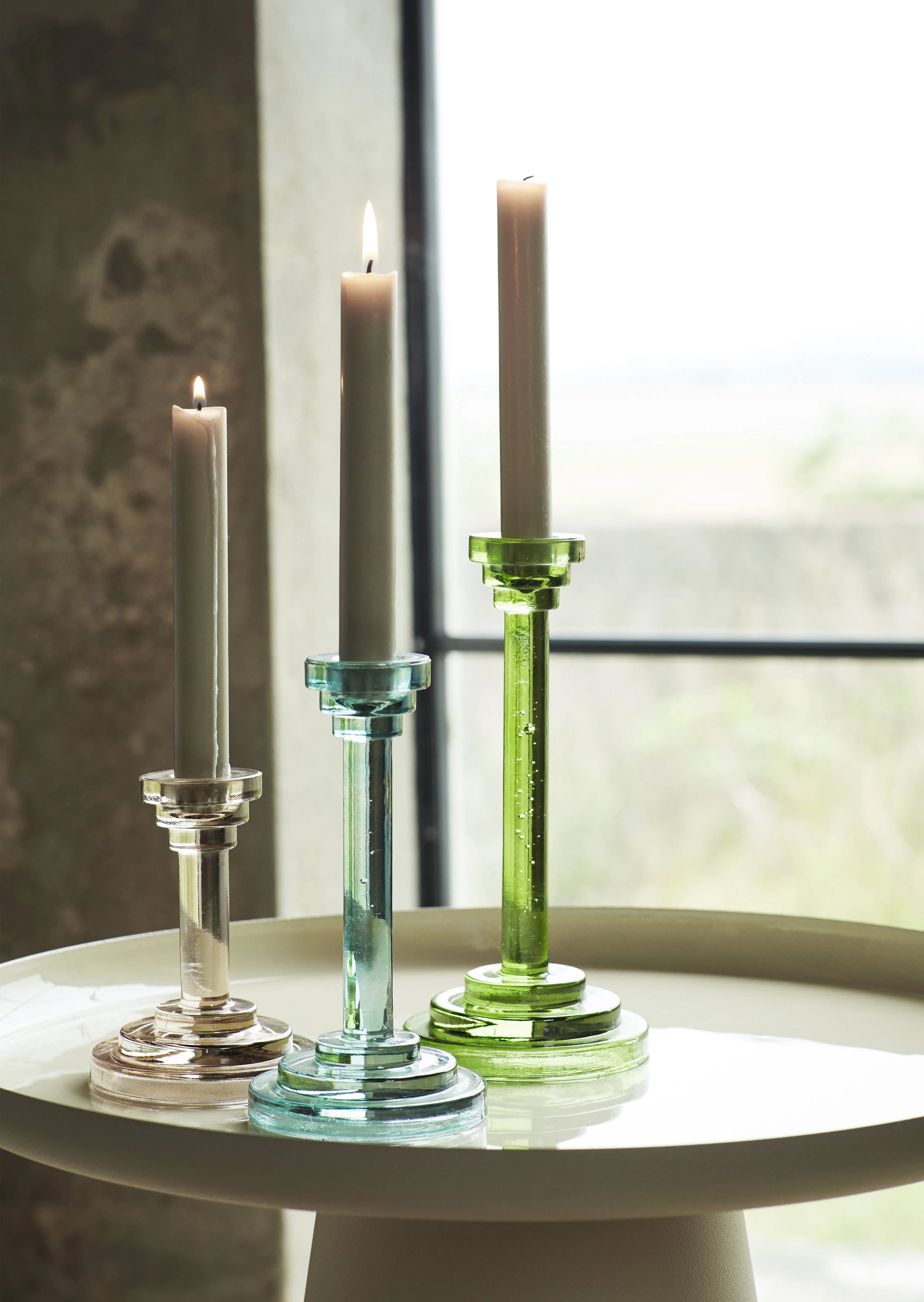 Set of 3 glass candle holders