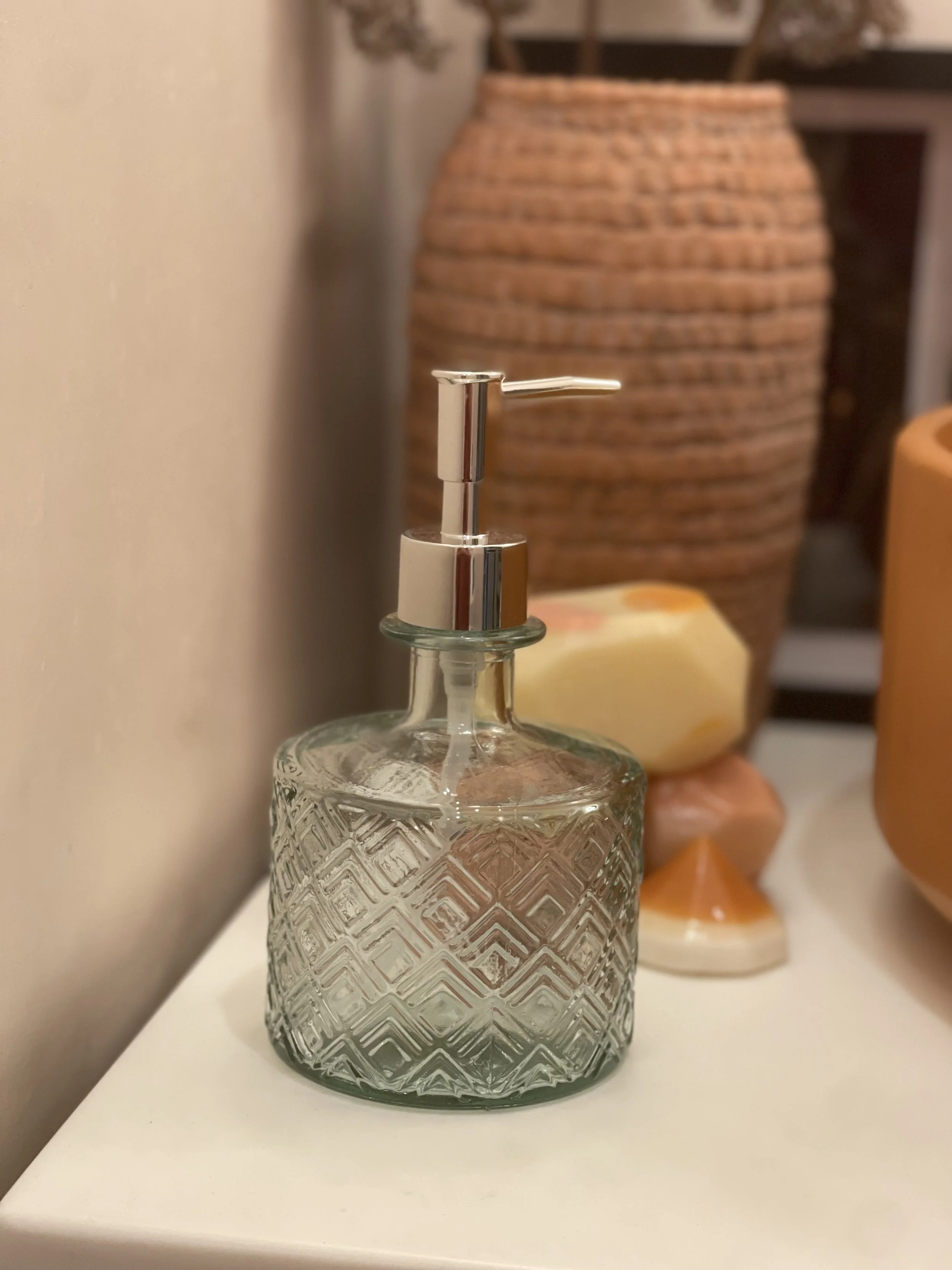 Recycled glass soap dispenser
