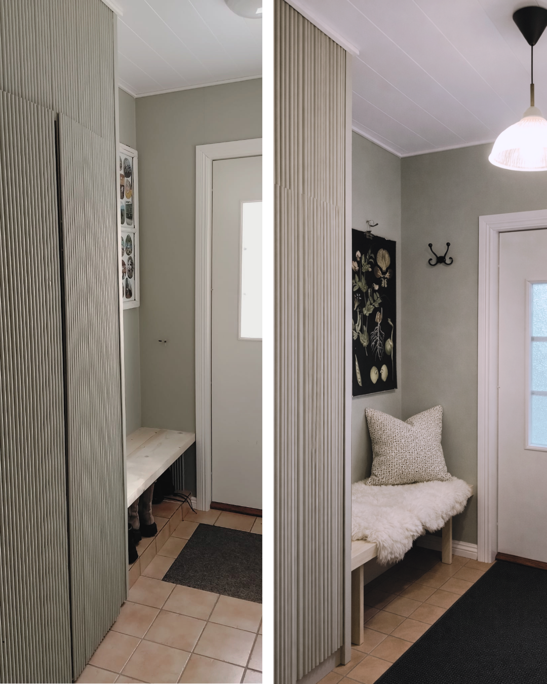 Ennen &amp; jälkeen: eteinen, josta puuttui viimeinen silaus