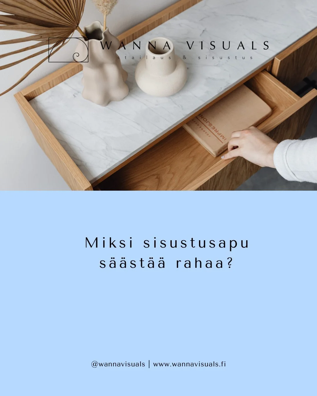 Pienill&auml; muutoksilla saat enemm&auml;n irti siit&auml;, mit&auml; sinulla jo on &mdash; ilman remonttia tai turhia hankintoja. Matalan kynnyksen sisustusapu et&auml;n&auml; - Wanna Visuals
👉 Osta t&auml;st&auml;: www.wannavisuals.fi - linkki my