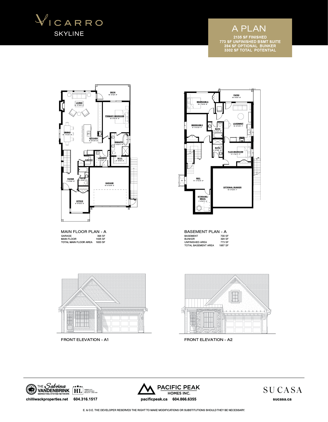 Vicarro Skyline A Floor Plan, a thoughtfully designed rancher-style home featuring multiple bedrooms and bathrooms, spacious living areas, and refined luxury finishes.