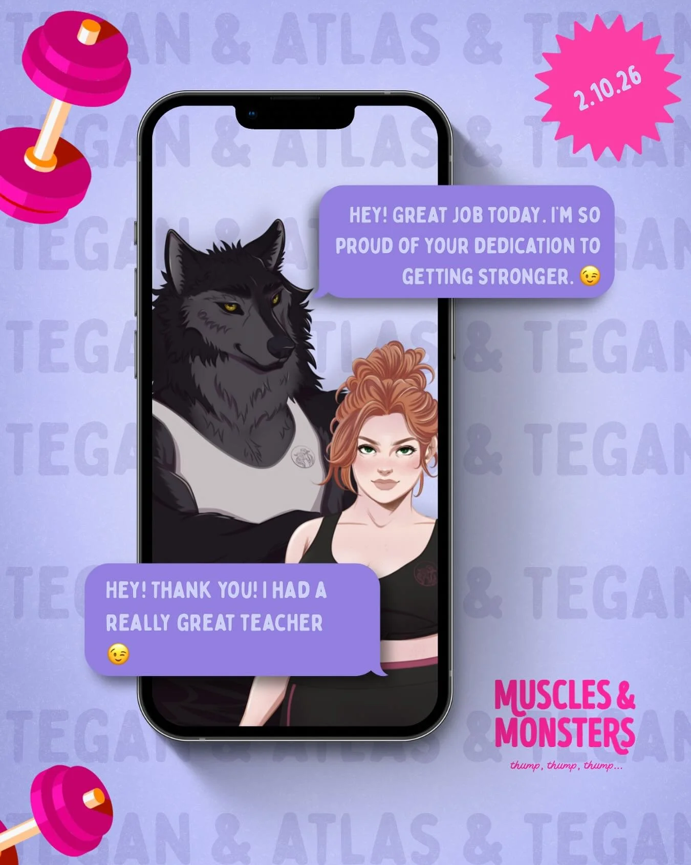 Texting is one of my favorite micro tropes 😍

What are some of your favorite books where the characters text?

📖 Muscles &amp; Monsters by Ashley Bennett
Releasing February 10th, 2026 with @berkleyromance

🐺 monster romance
💍 Happily Ever After
?