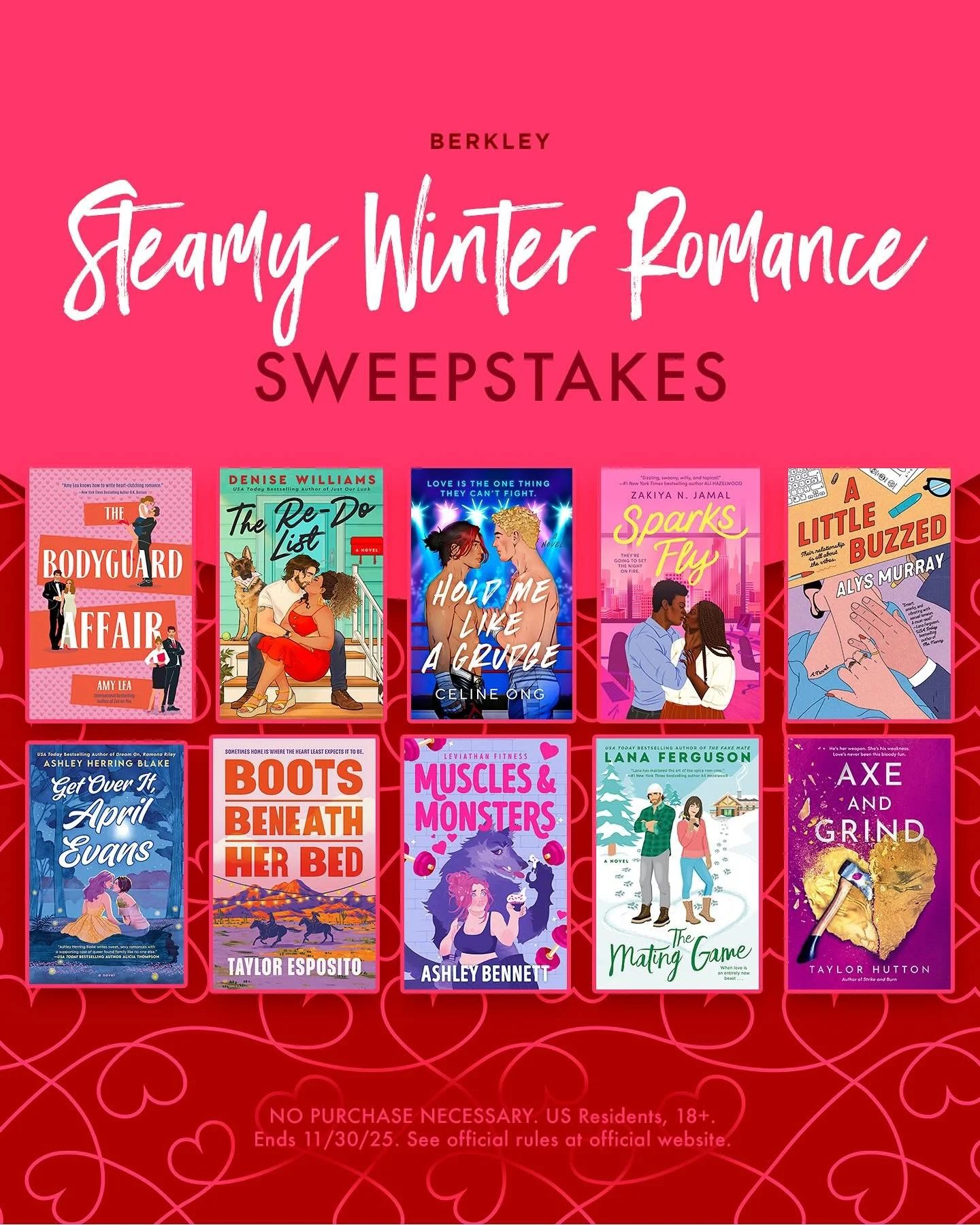 🌶️ ❄️ Steamy Winter Sweepstakes ❄️ 🌶️ 

Enter for a chance to win TEN books from @berkleyromance @berkleypub !!

Closes 11/30/2025! Comment STEAMY and I&rsquo;ll send you more info!

@amyleabooks 
@nicwillwrites 
@readwithcel 
@zakiyanjamal 
@alysm