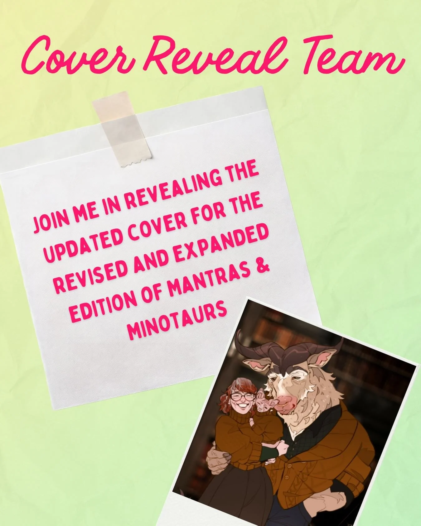 Do you want to be part of the cover reveal for the revised and expanded edition of Mantras &amp; Minotaurs?

There&rsquo;s a l-i-n-k in my b-i-o where you can sign up! The cover will be revealed this Friday, December 19th. Emails with the cover and a