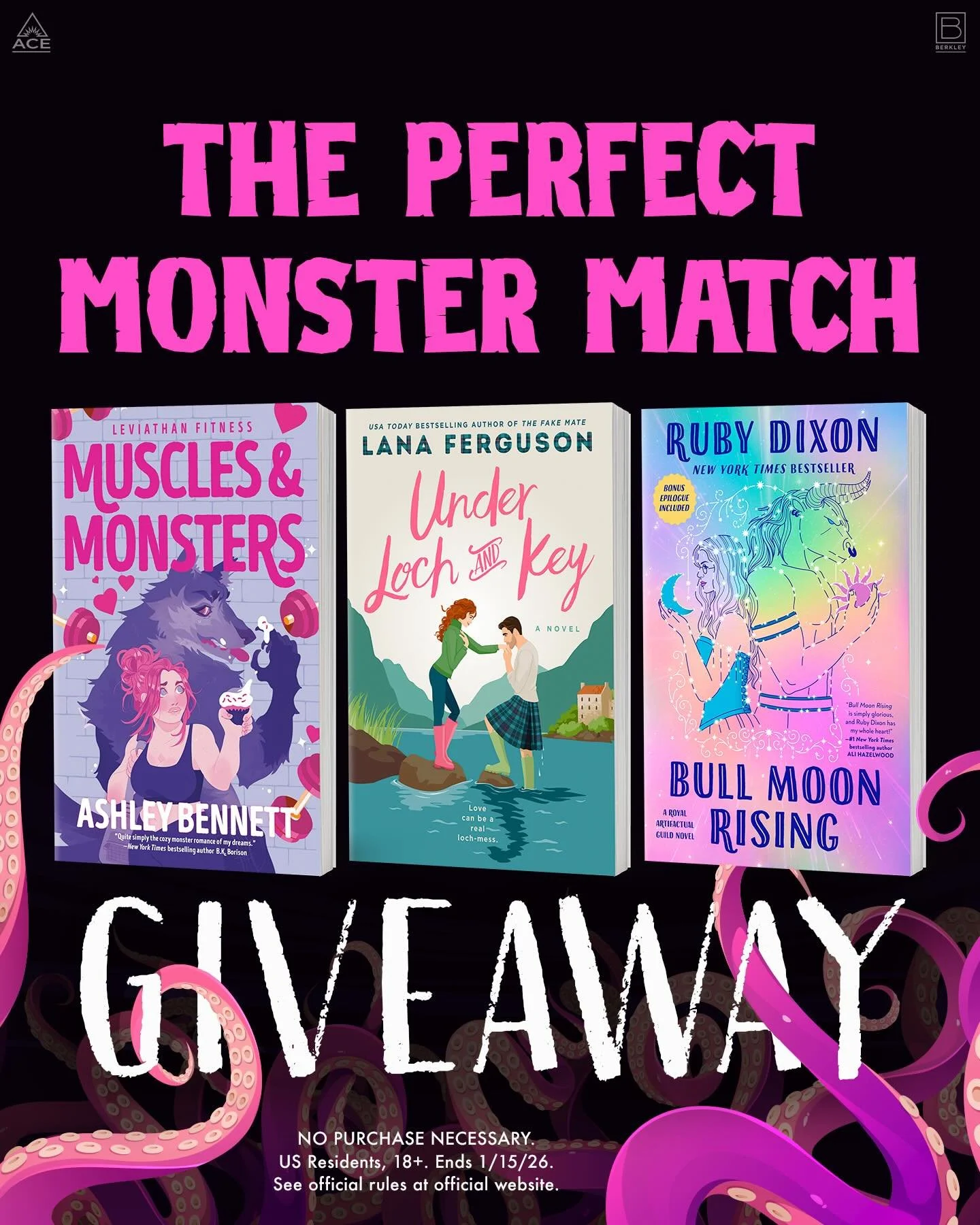 It&rsquo;s a perfect MONSTER MATCH!

@berkleyromance and @acebookspub are having a
g i v e a w a y for three monster romance books!

One winner will be selected to receive a copy of:

Muscles &amp; Monsters by @ashleybennettauthor

Under Loch and Key