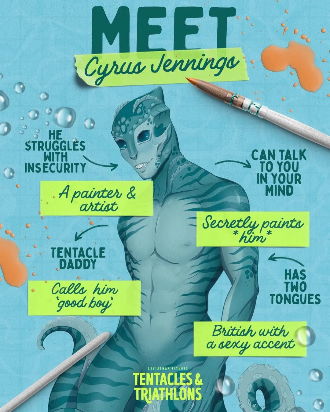 🐙 Tentacle Daddy 🐙

I love him. That&rsquo;s it. That&rsquo;s the caption. 

Tentacles &amp; Triathlons releases on June 9th, 2026! It is available to preorder and request on NetGalley now!! 

👬 mm monster romance book
🏊 coach/ trainee
🤫 secret 