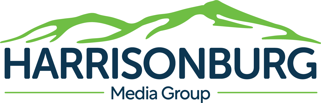 Harrisonburg Media Group logo with mountain and green line design