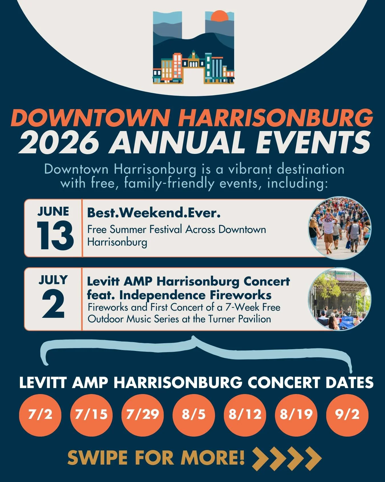 You are going to want to bookmark and share this post! 2026 will be full of memorable experiences right here in Downtown Harrisonburg.

HDR, as a nonprofit organization, produces these annual events to help support small businesses and bring the comm
