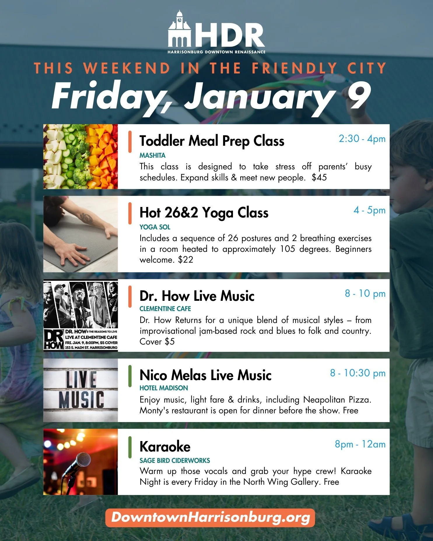 New year, new look! Check out what's going on in Downtown Harrisonburg this weekend here.

The fun doesn't end on Sundays! Check out our calendar at DowntownHarrisonburg.org to see what's going on downtown every day of the week.

Are there any events