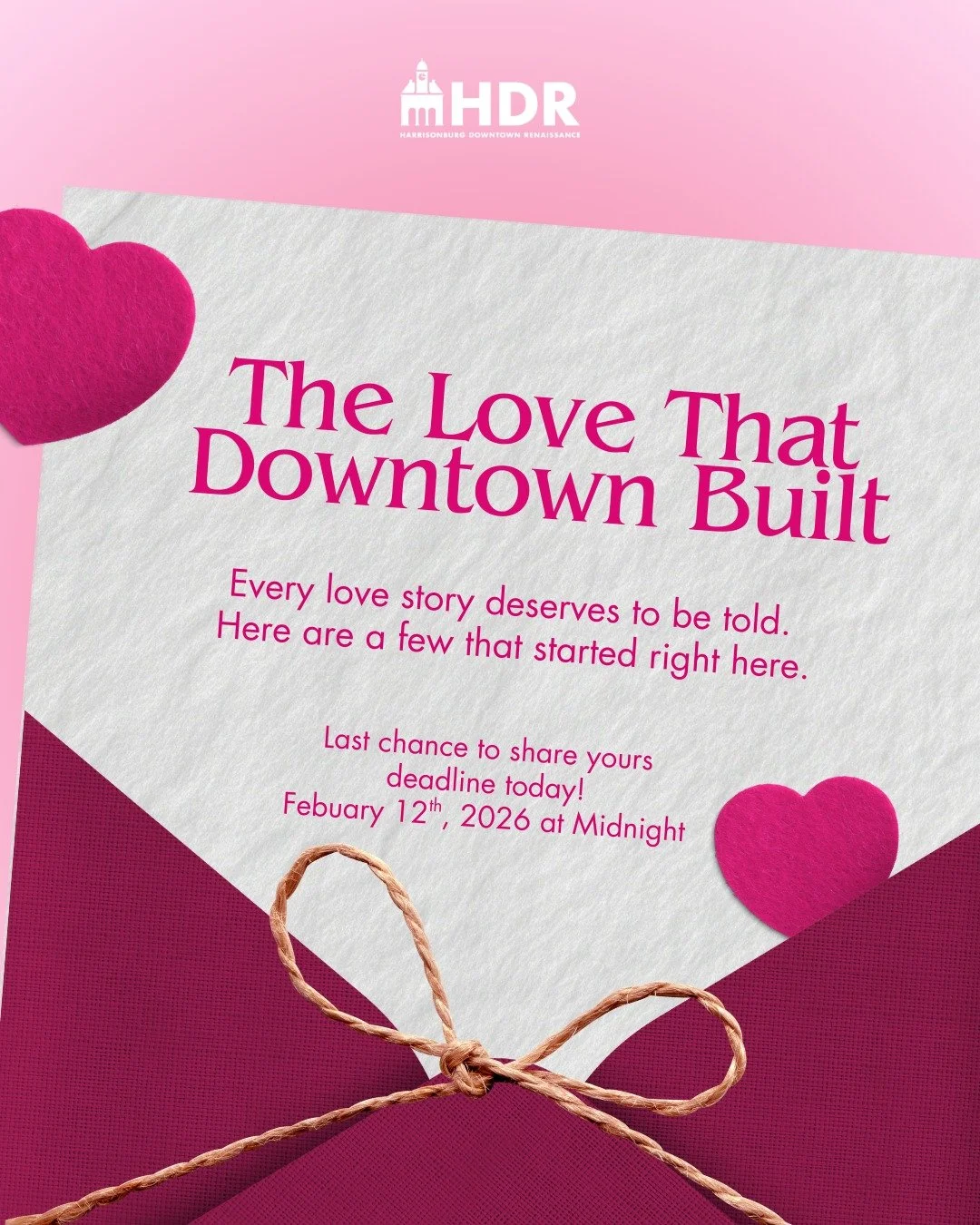 These stories are giving us ALL the feels! 💕 From surprise meetings to first dates that turned into forever, downtown Harrisonburg has been the backdrop for so many beautiful love stories.

We've loved reading every single submission, but we know th