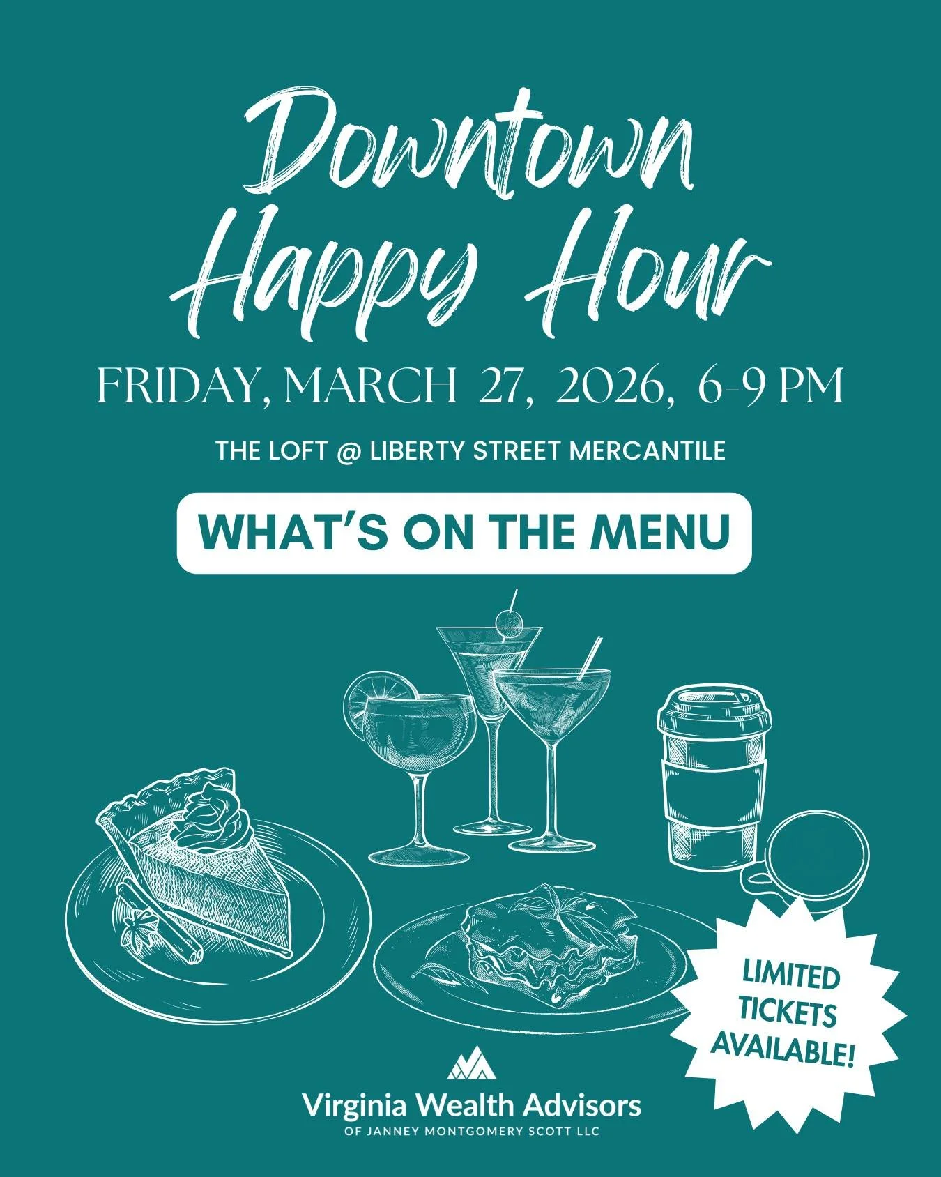 Who's hungry for a taste of what's to come this Friday, March 27, during Downtown Happy Hour? We are looking forward to a tasty celebration of Virginia's First Culinary District at the @libertystreetloft to close out Taste of Downtown Month!

Swipe t