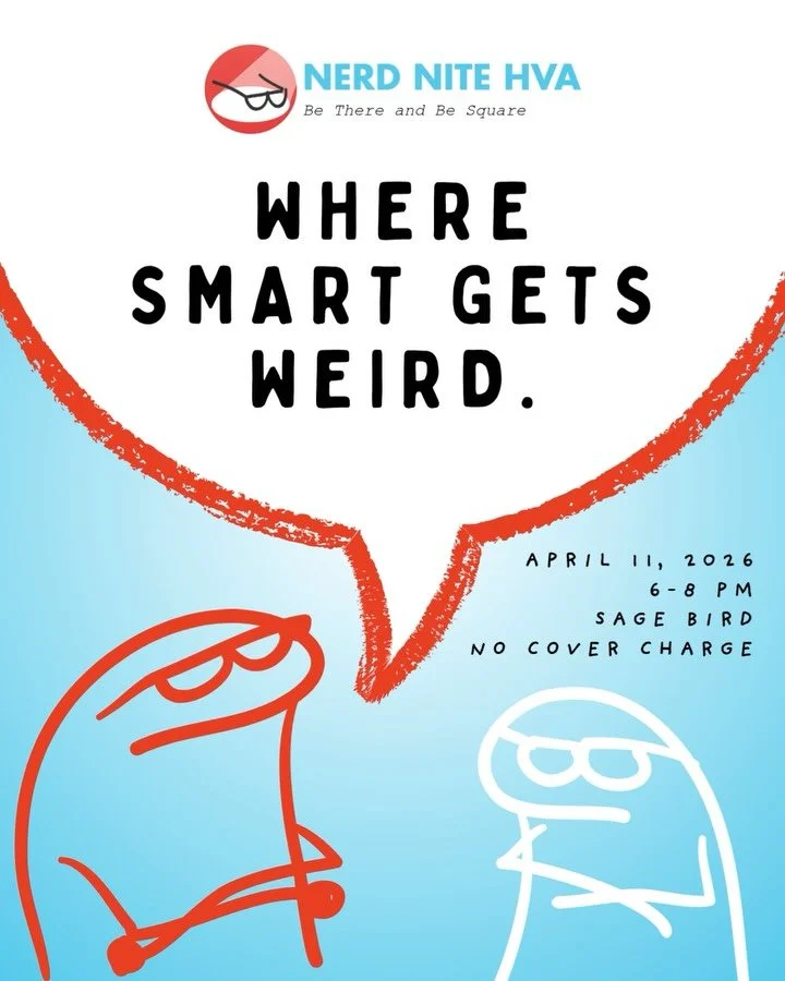 Nerd Nite debuts in Downtown Harrisonburg this Saturday with its first event at @sagebirdciderworks, April 11 from 6-8pm!

What&rsquo;s Nerd Nite? An international phenomenon that showcases four 20-minute presentations by people who have a particular