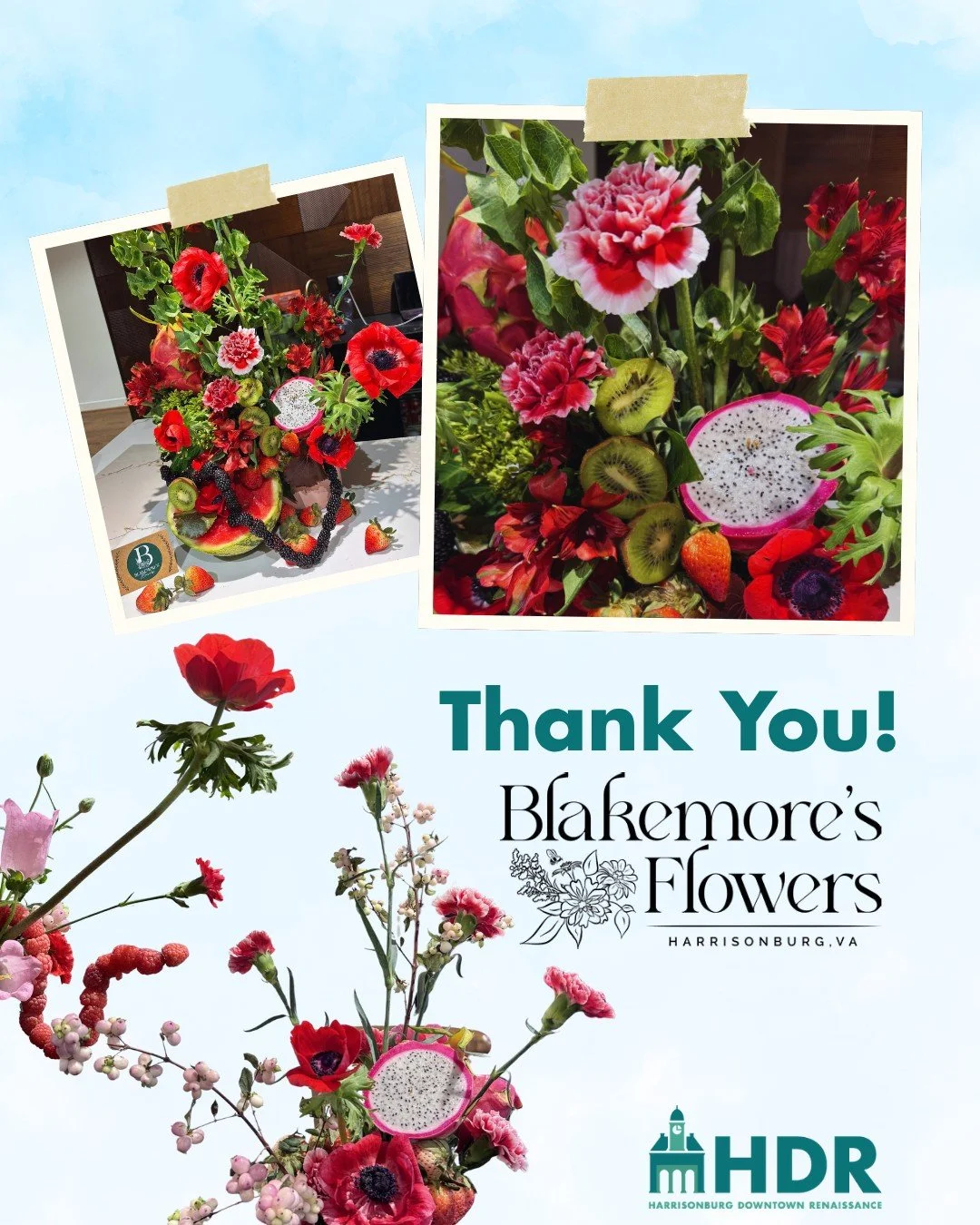 April showers bring&hellip; Blakemore&rsquo;s Flowers! If you joined us at Downtown Happy Hour, you definitely remember the stunning floral displays. This #ThankfulThursday, we&rsquo;re sending a big thank you to Blakemore&rsquo;s for transforming th