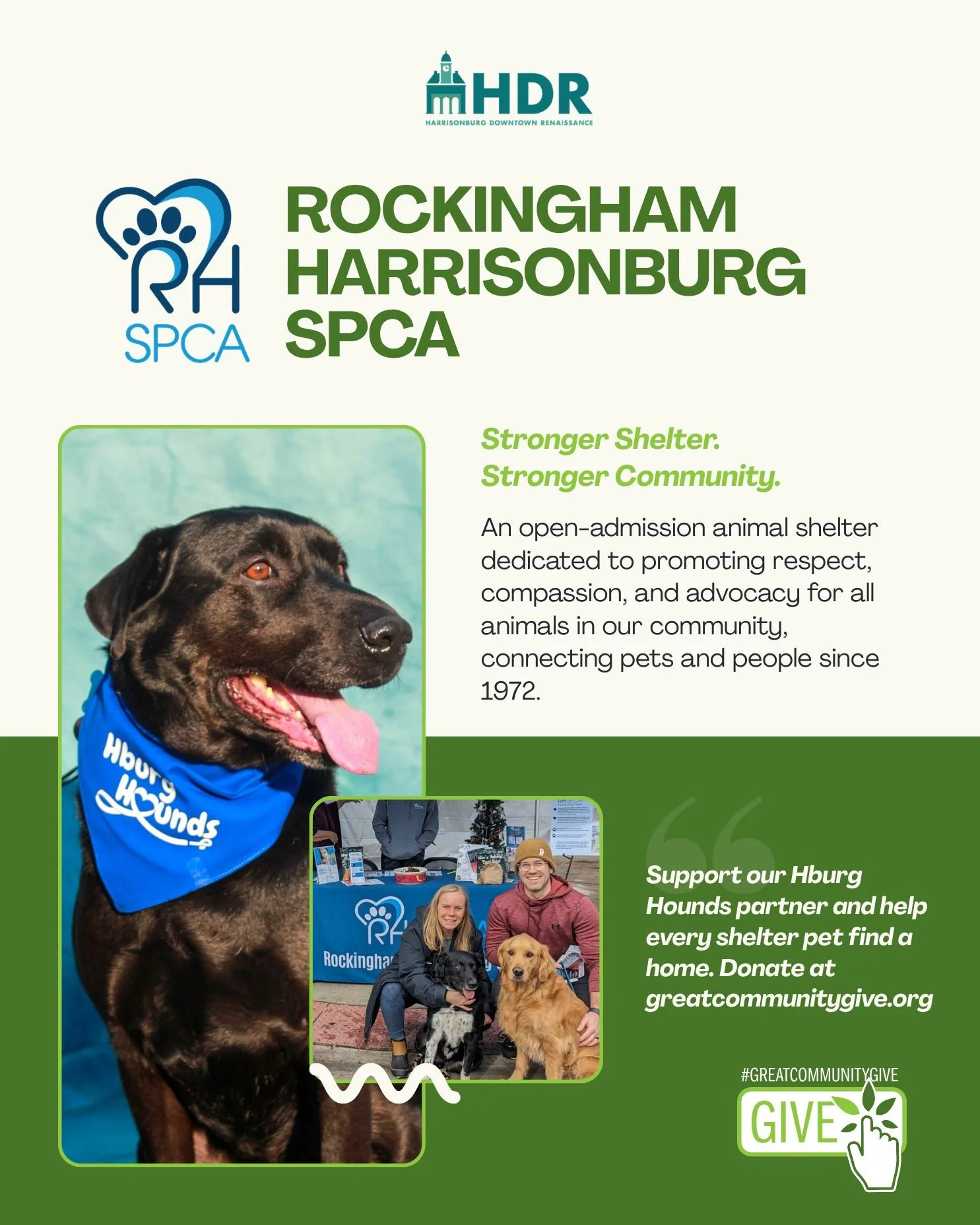 Our first #GreatCommunityGive nonprofit shoutout goes out to our friends at the @rhspca. From helping us register pets for the Hburg Hounds program to distributing resources at our community festivals, they are the reason so many of our neighbors hav
