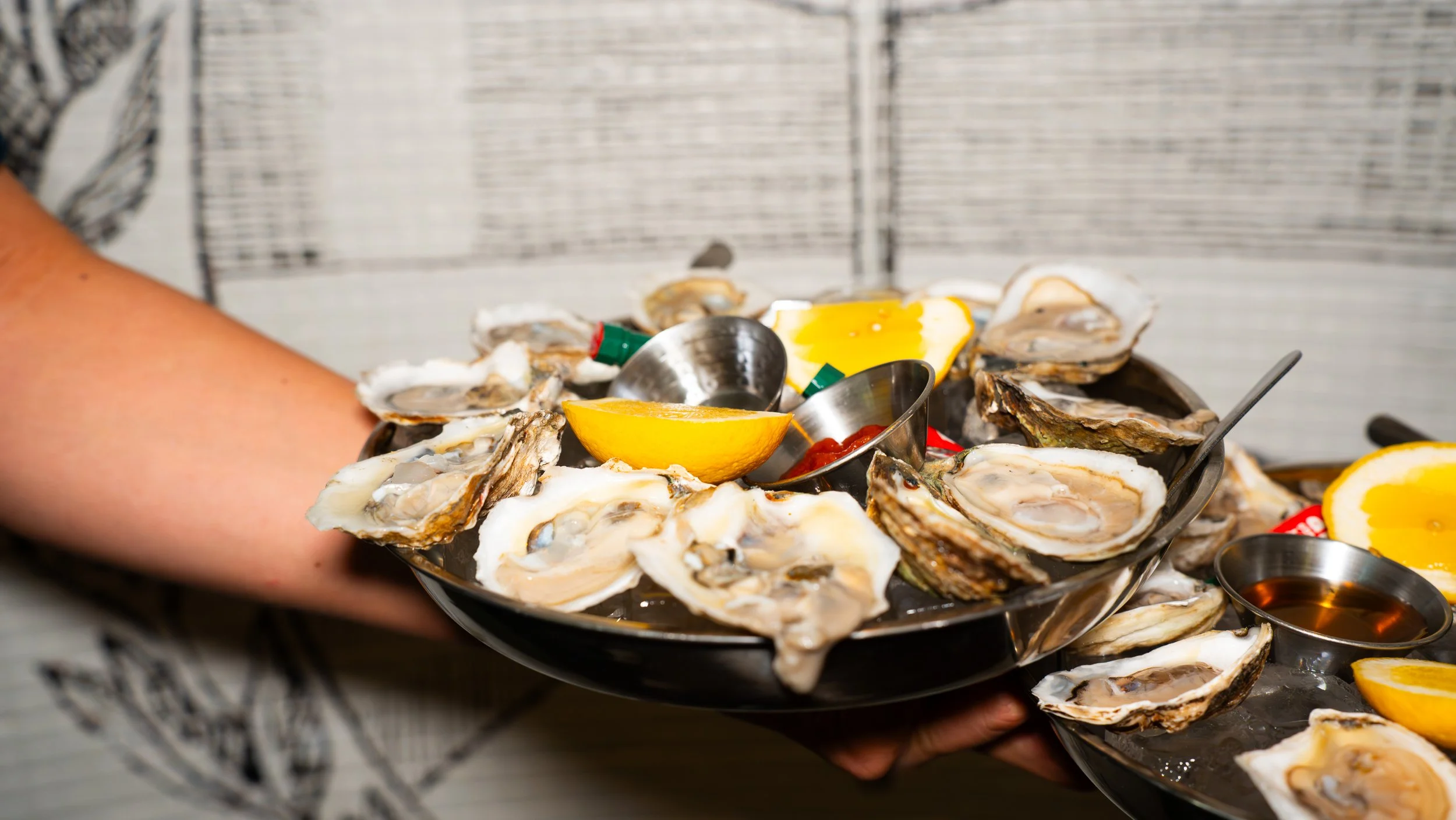 oysters on a tray of ice