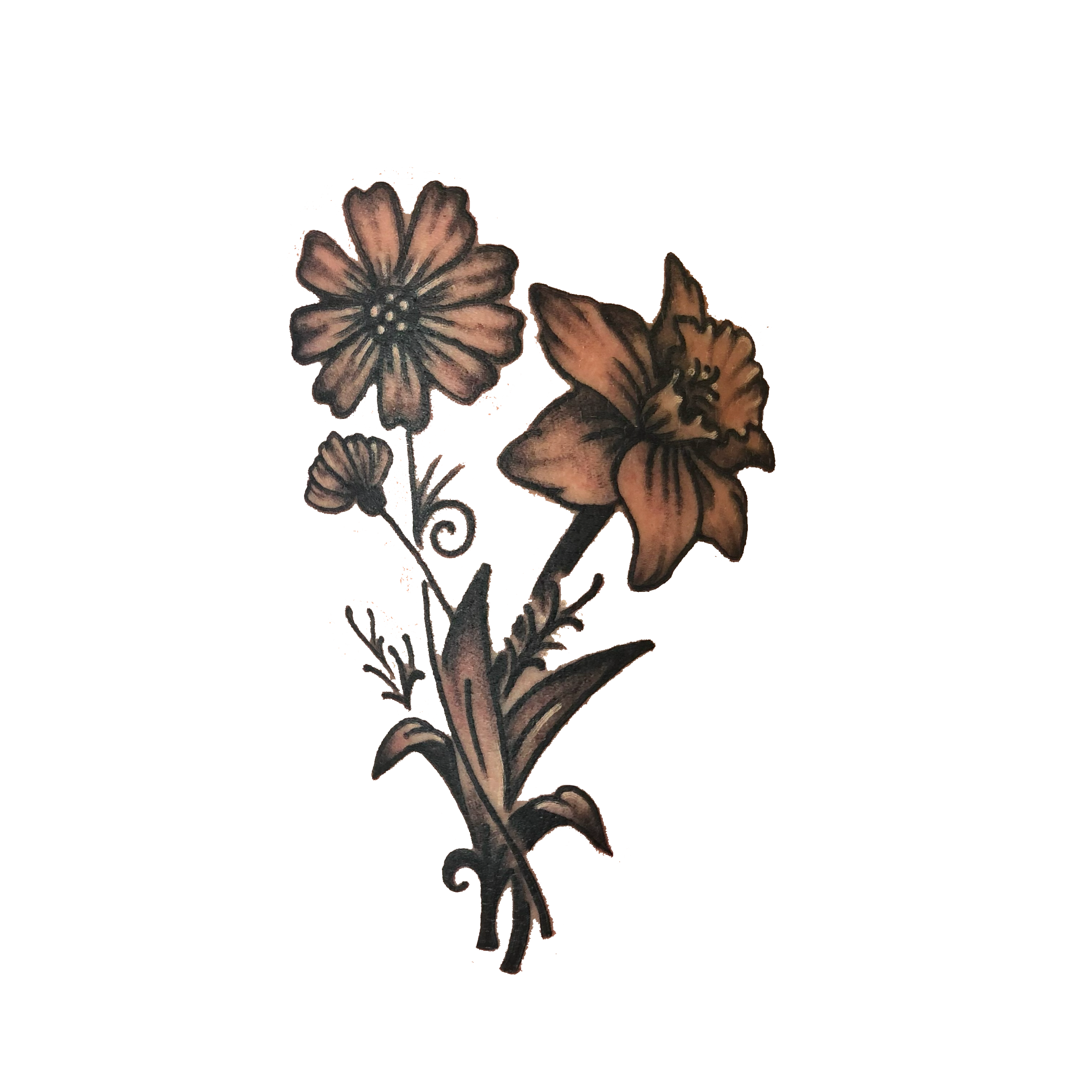 Black and grey flower tattoo