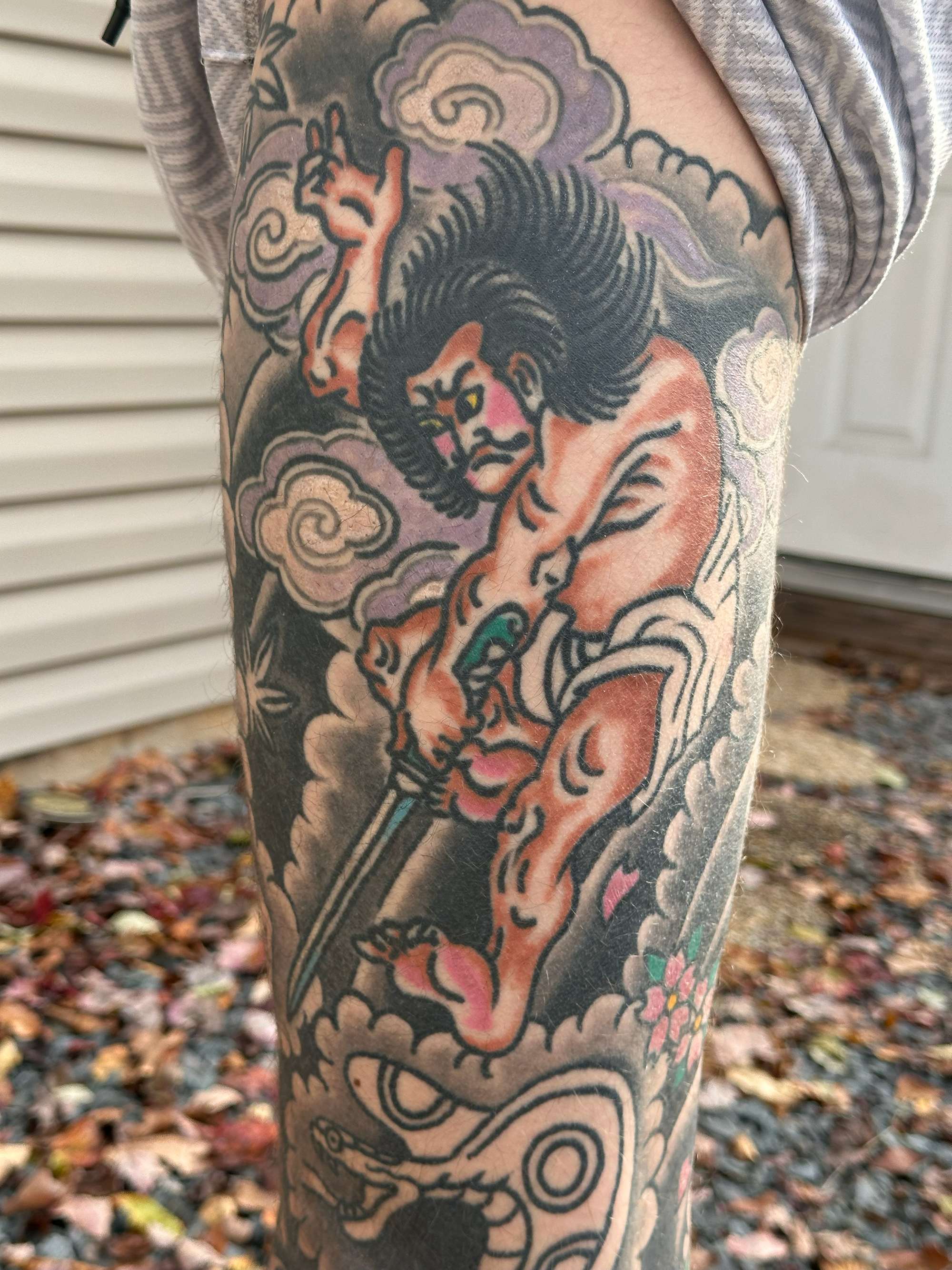 Japanese Traditional Tattoo of a Samurai fighting